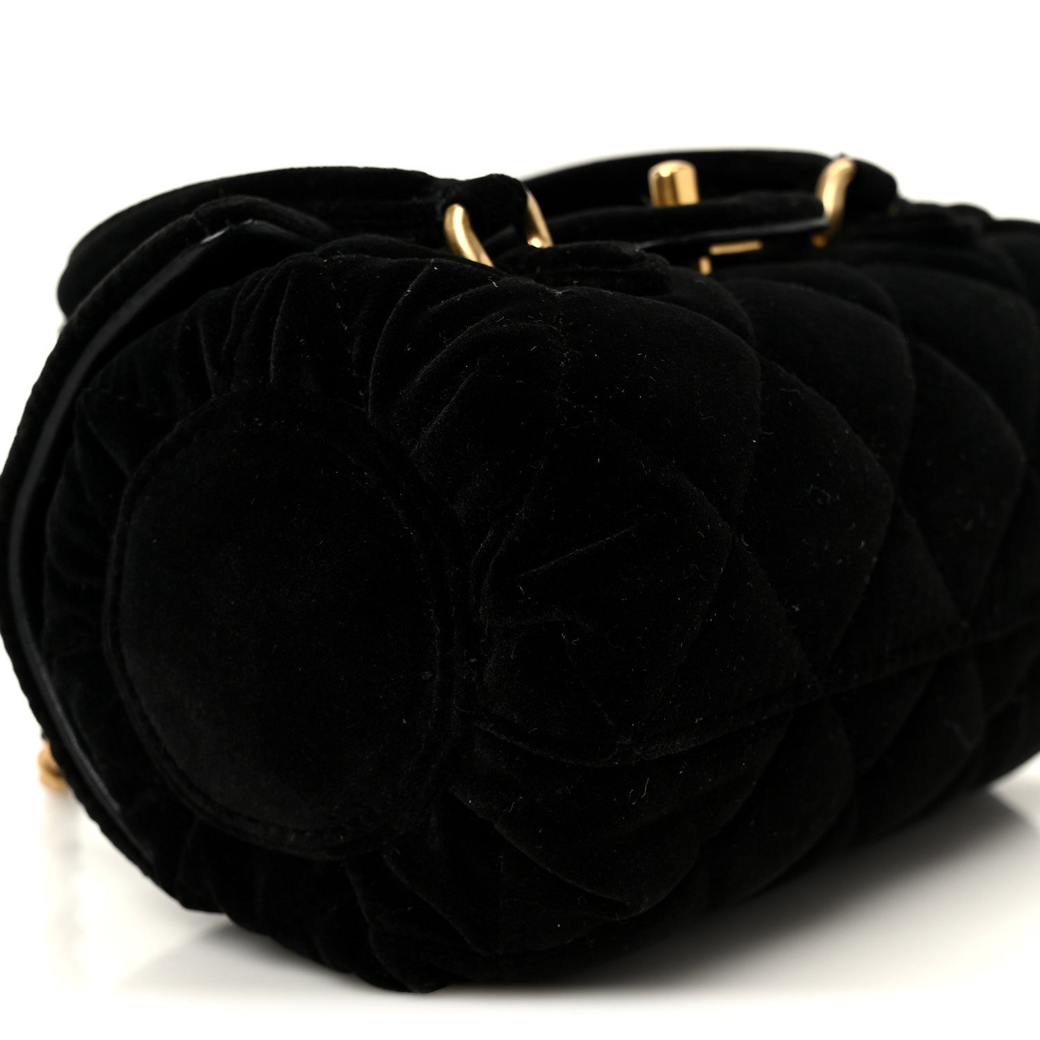 Velvet Quilted Mini Top Handle Flap Black