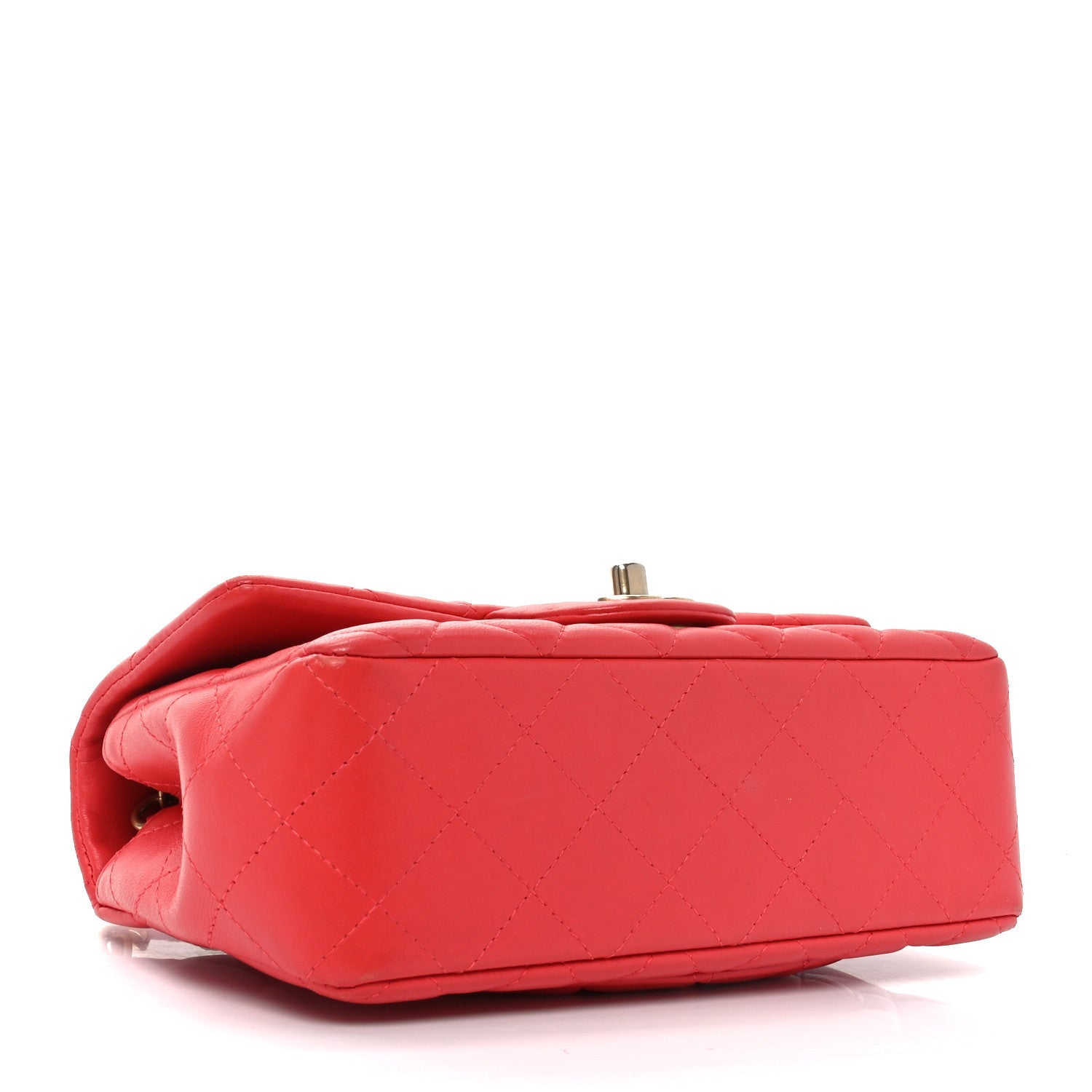 Lambskin Quilted Mini Rectangular Flap Red