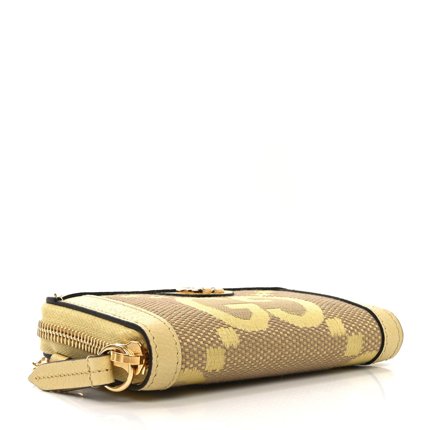 Monogram Jumbo GG Textured Dollar Calfskin Ophidia Key Card Case Camel Banana