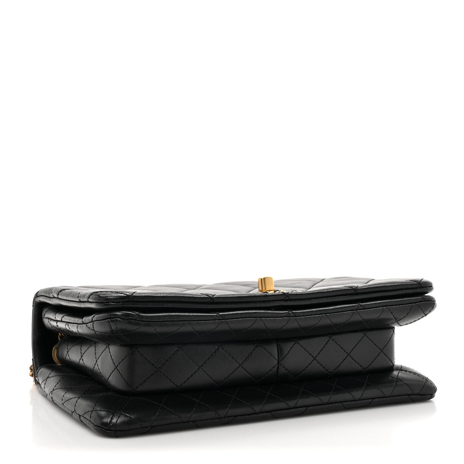 Lambskin Quilted On And On Small Chain Flap Black