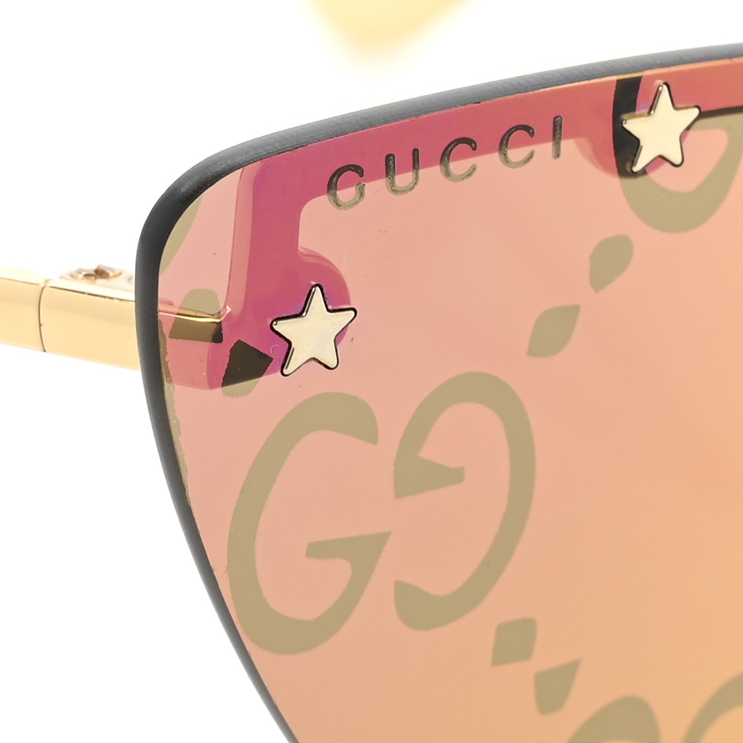 Metal Rimless Star Studded Monogram 90mm Cat Eye GG0666S Sunglasses Mirror Purple