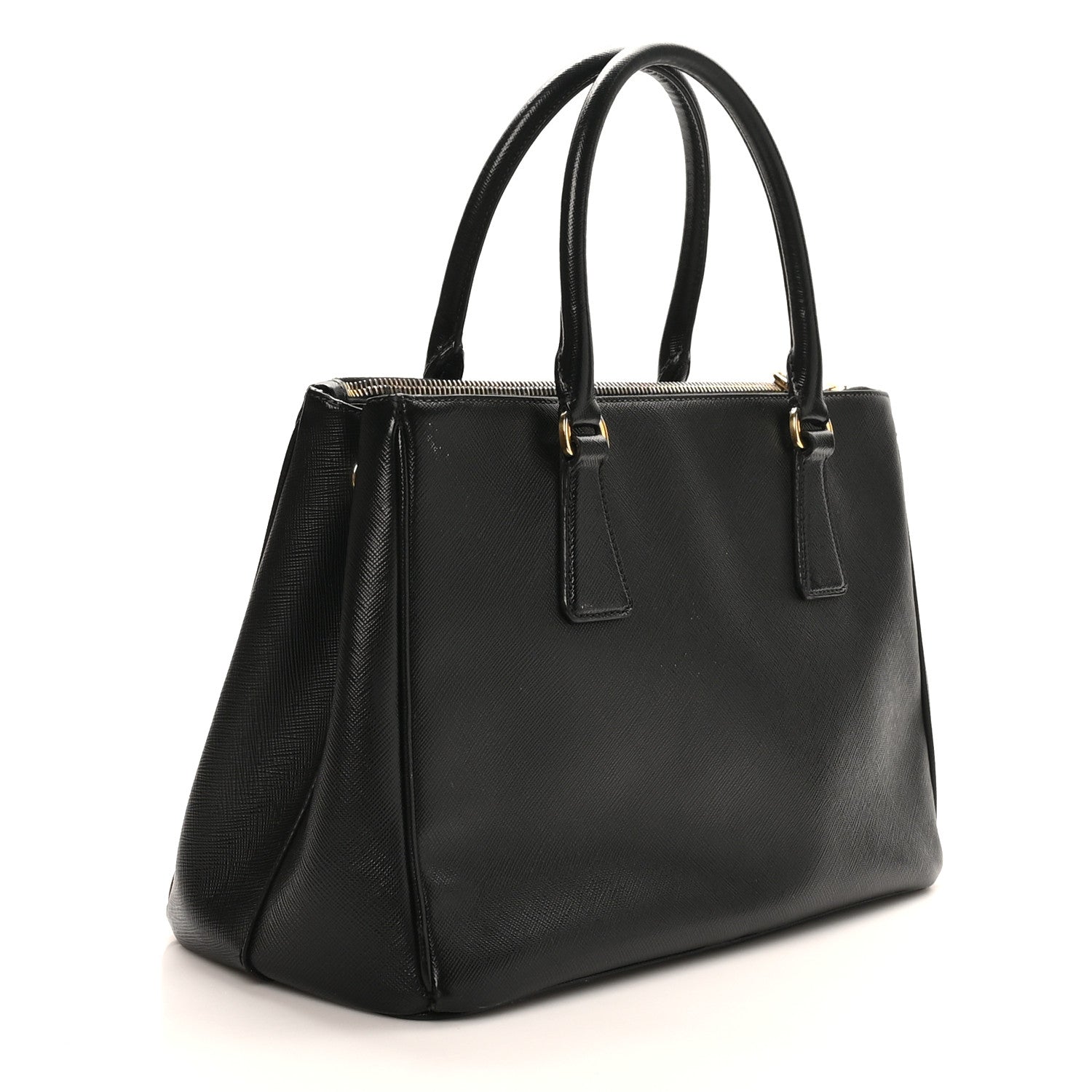 Saffiano Lux Small Galleria Double Zip Tote Black