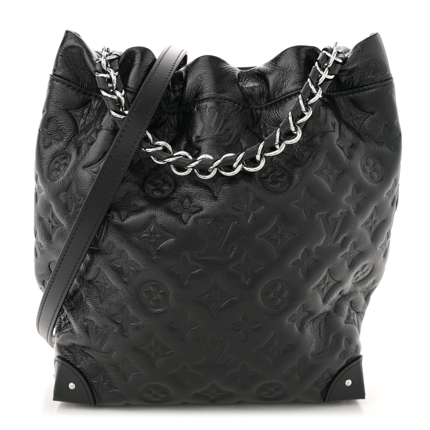 Lambskin Monogram Shadow Coussin Noe Trunk PM Black