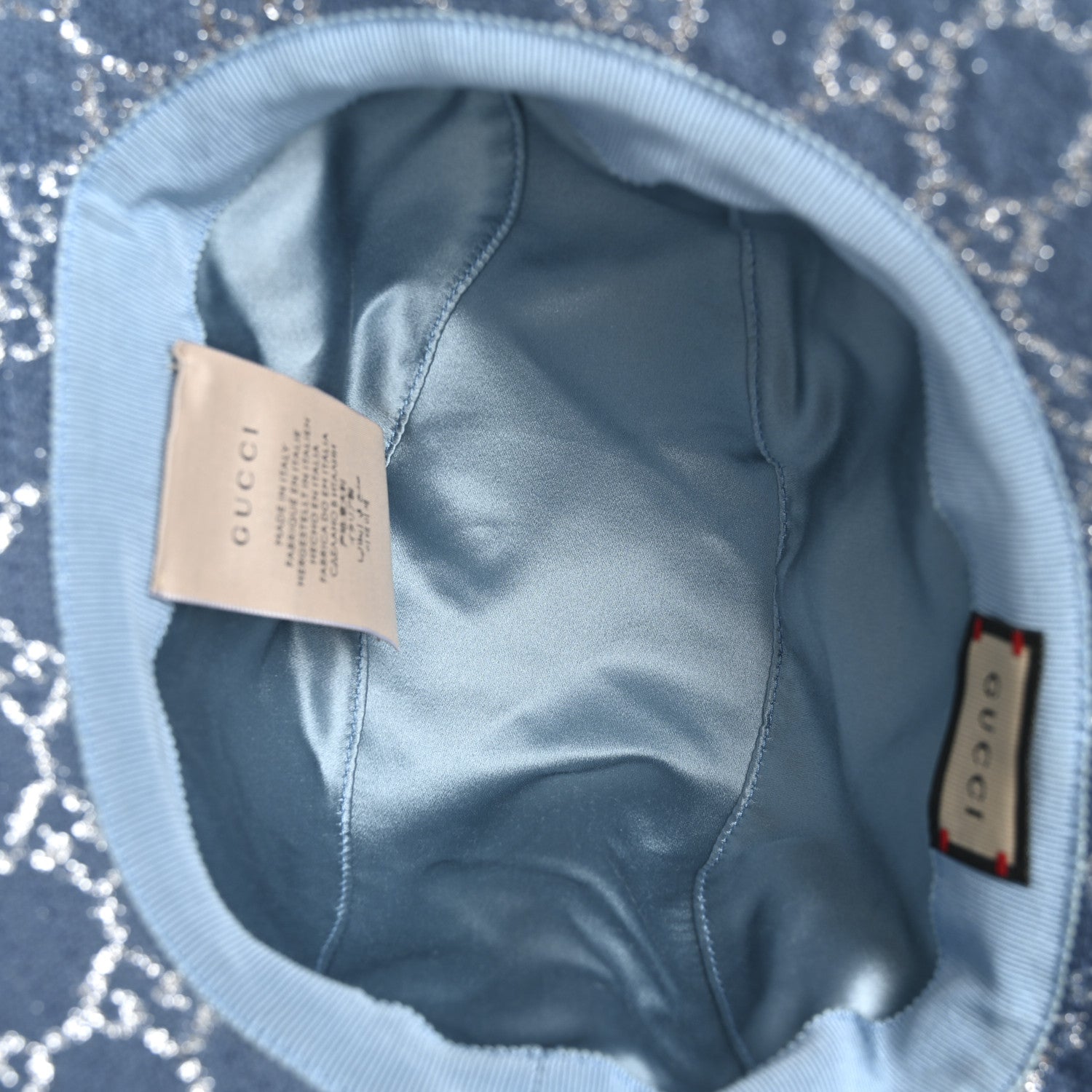 Canvas Lame GG Monogram Bucket Hat S Light Blue Silver