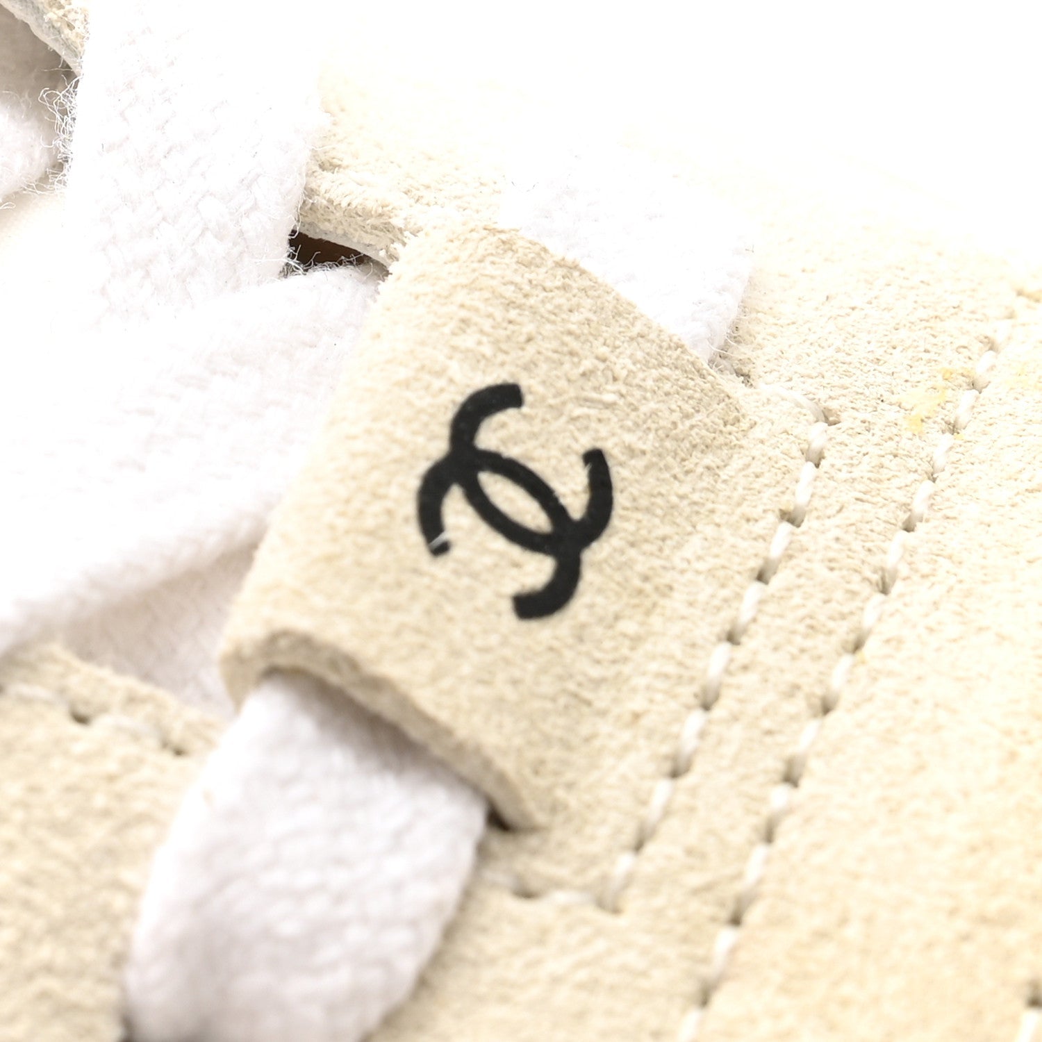 Suede Calfskin Fabric CC Sneakers 39.5 White
