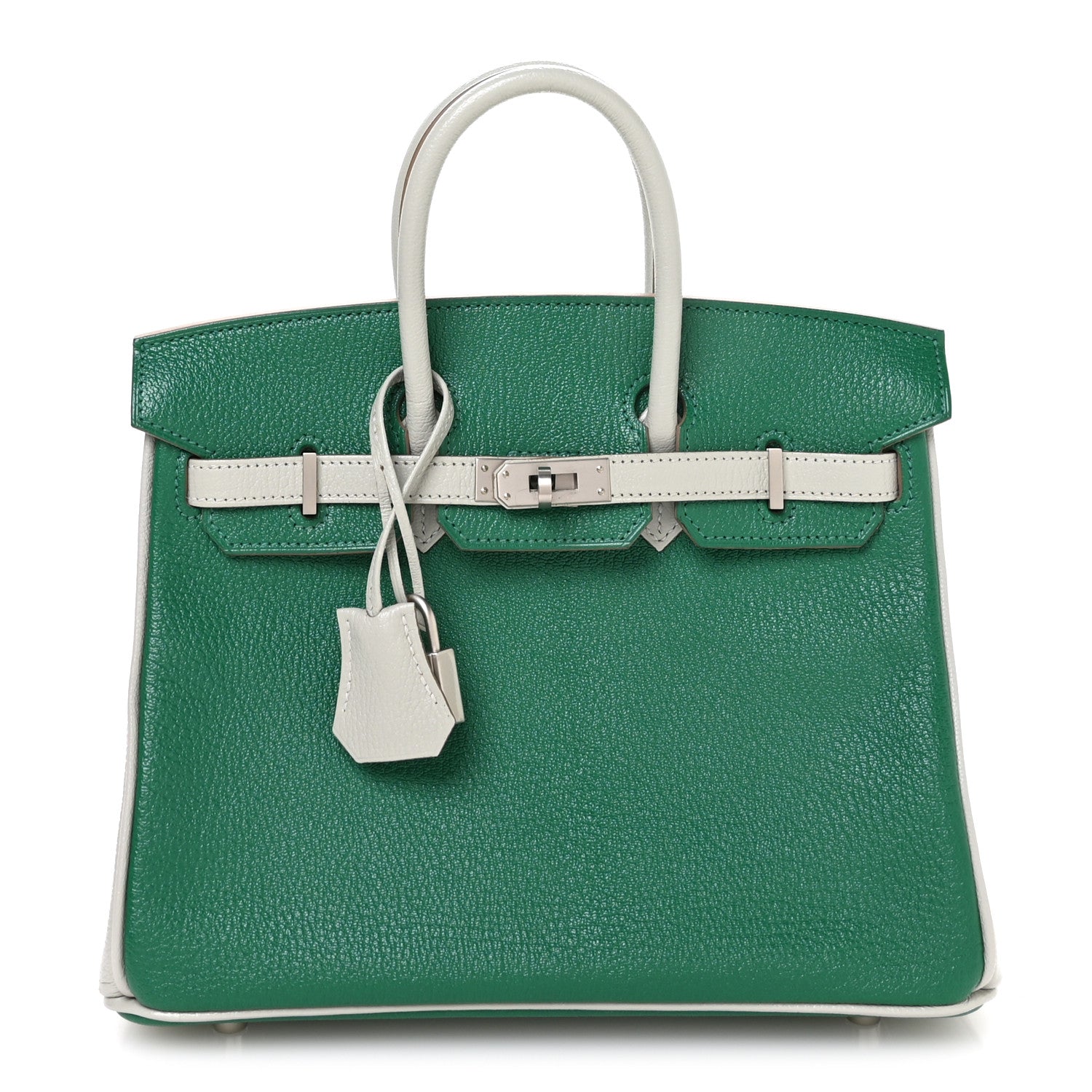Chevre Mysore Horseshoe Birkin 25 Vert Vertigo Gris Perle