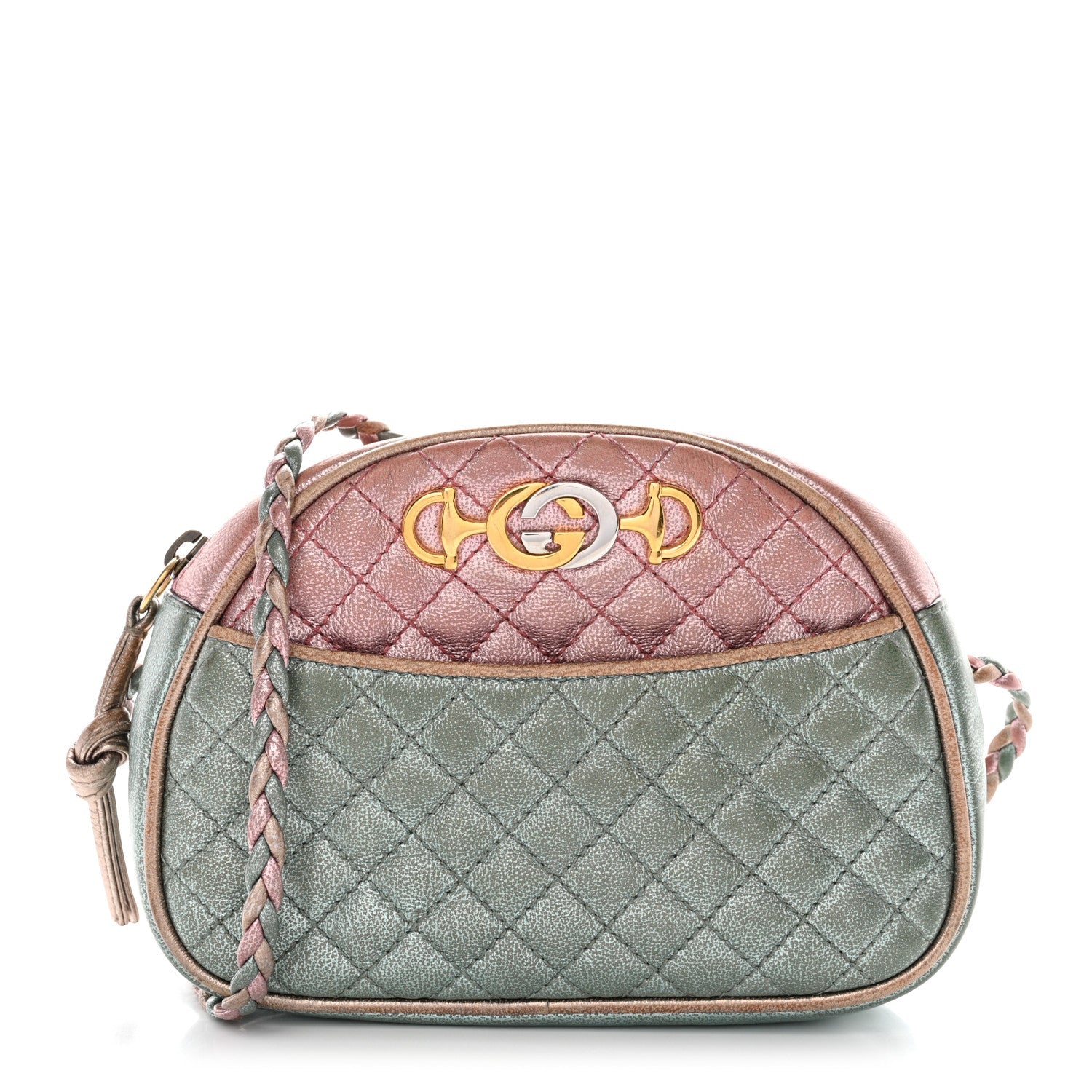 Laminated Nappa Trapuntata Mini Zumi Dome Shoulder Bag Rosa Lago Rame