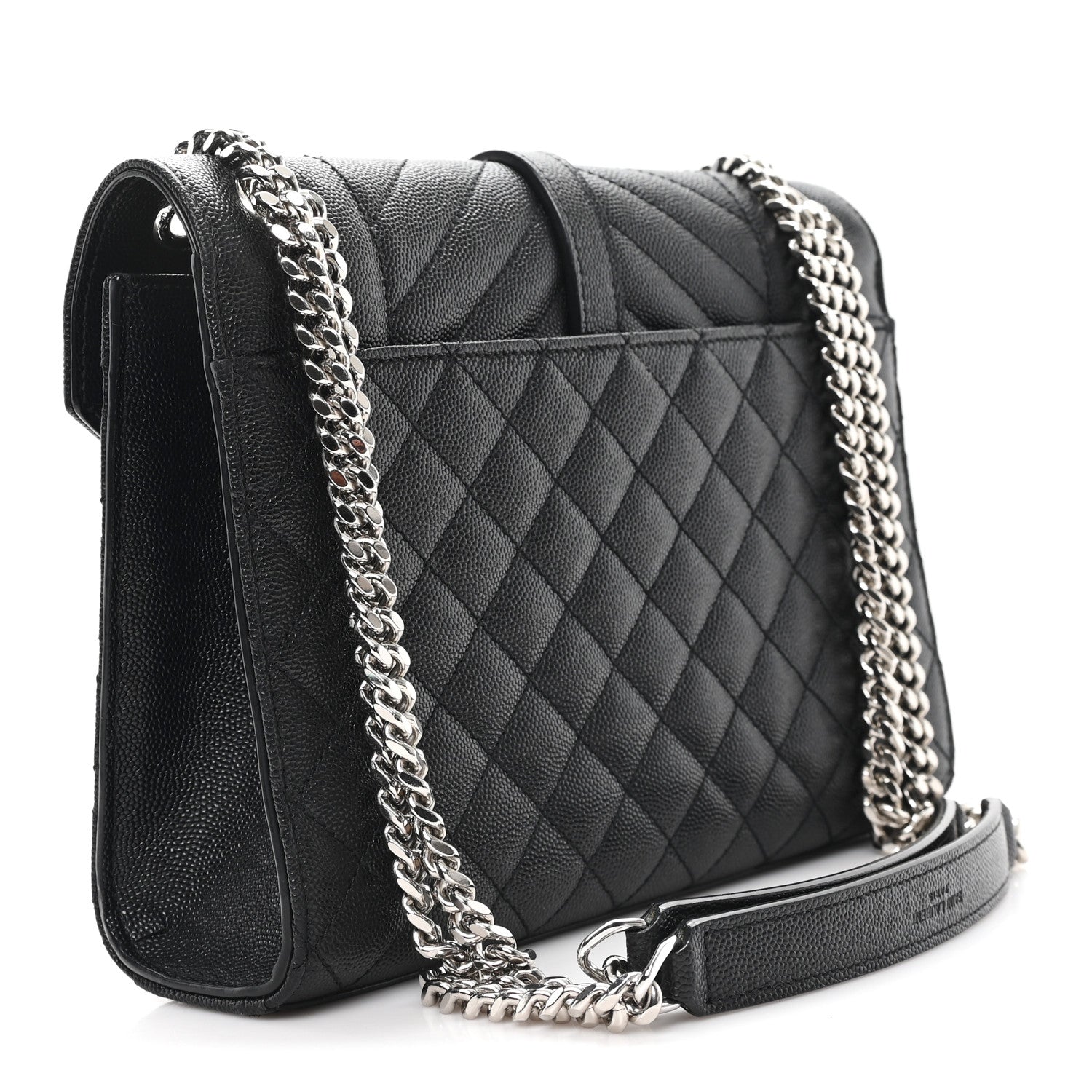 Grain De Poudre Textured Mixed Matelasse Triquilt Medium Monogram Satchel Black