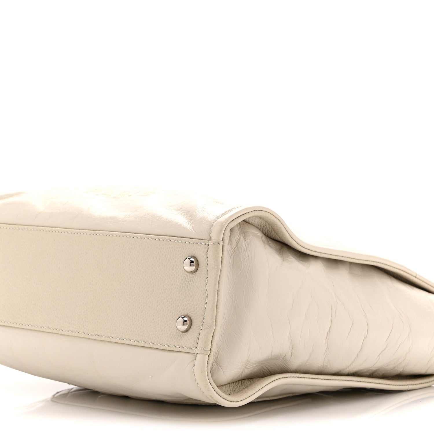 Glazed Calfskin Mini Deauville Tote White