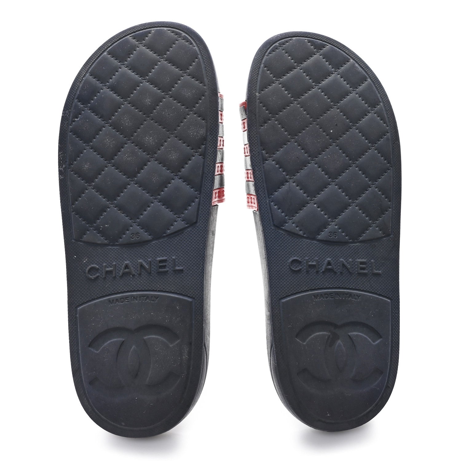 Rubber CC Flat Slide Sandals 36 Pink Red