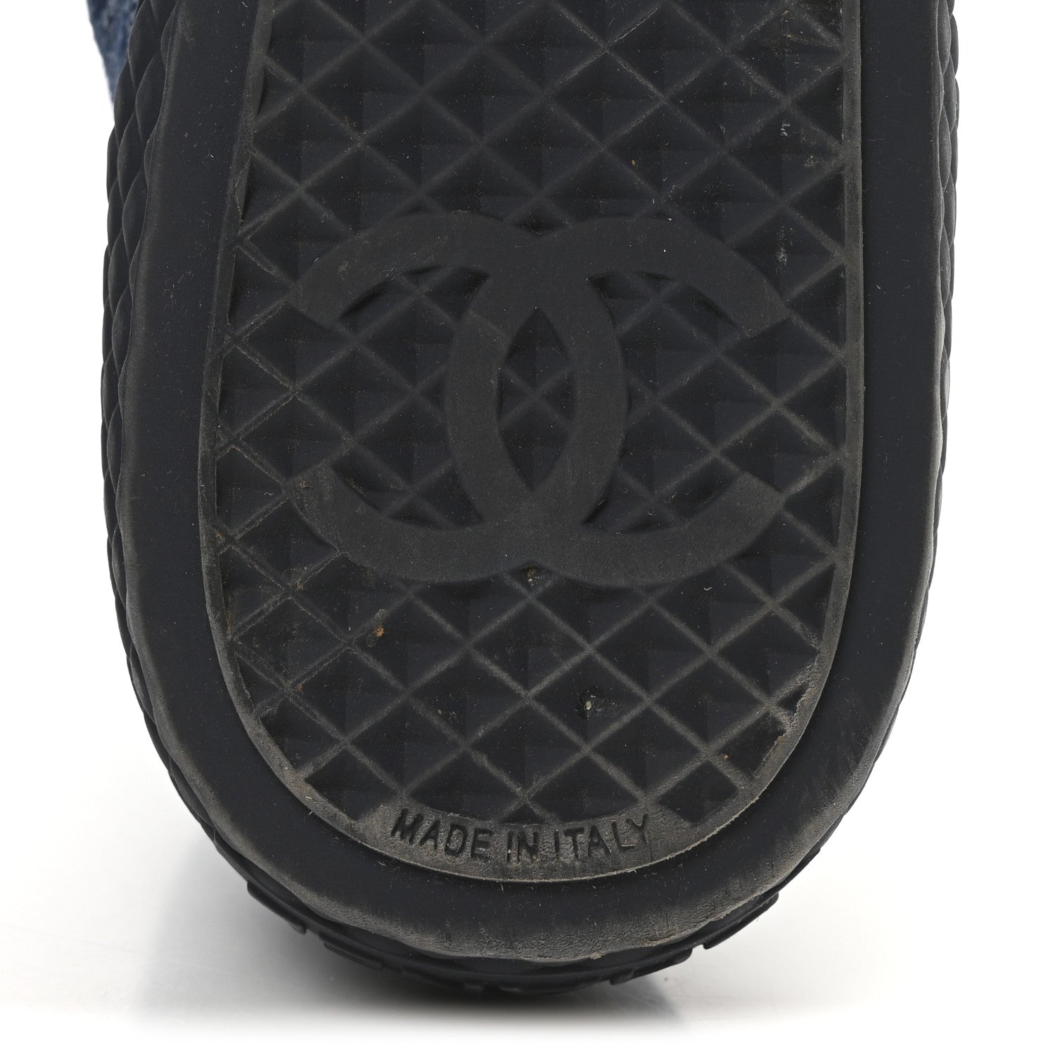 Printed Denim Quilted High Top Sneakers 37.5 Dark Blue