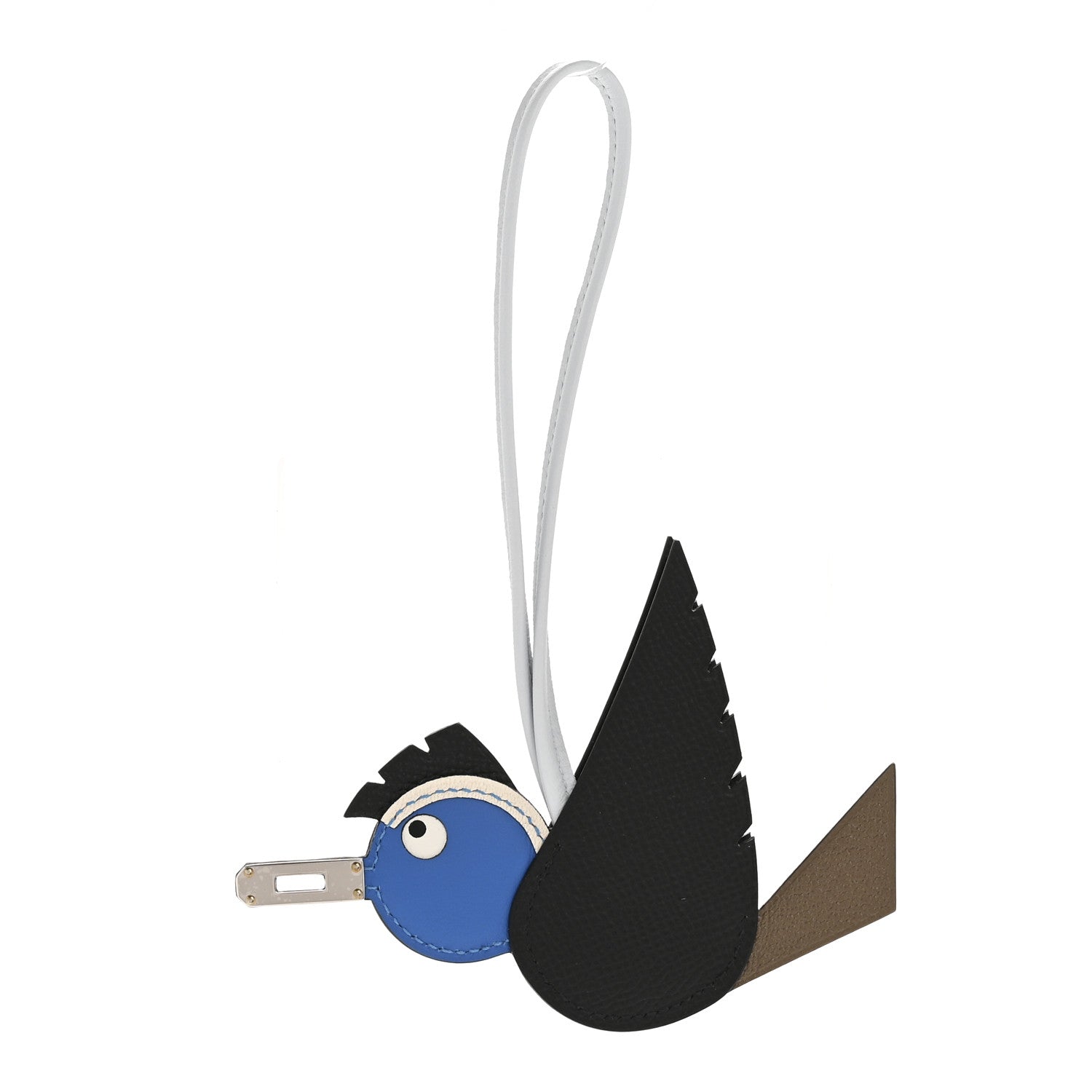 Epsom Swift Chevre Mysore Birdy Bag Charm Black Etoupe Bleu Hydra Bleu Brume