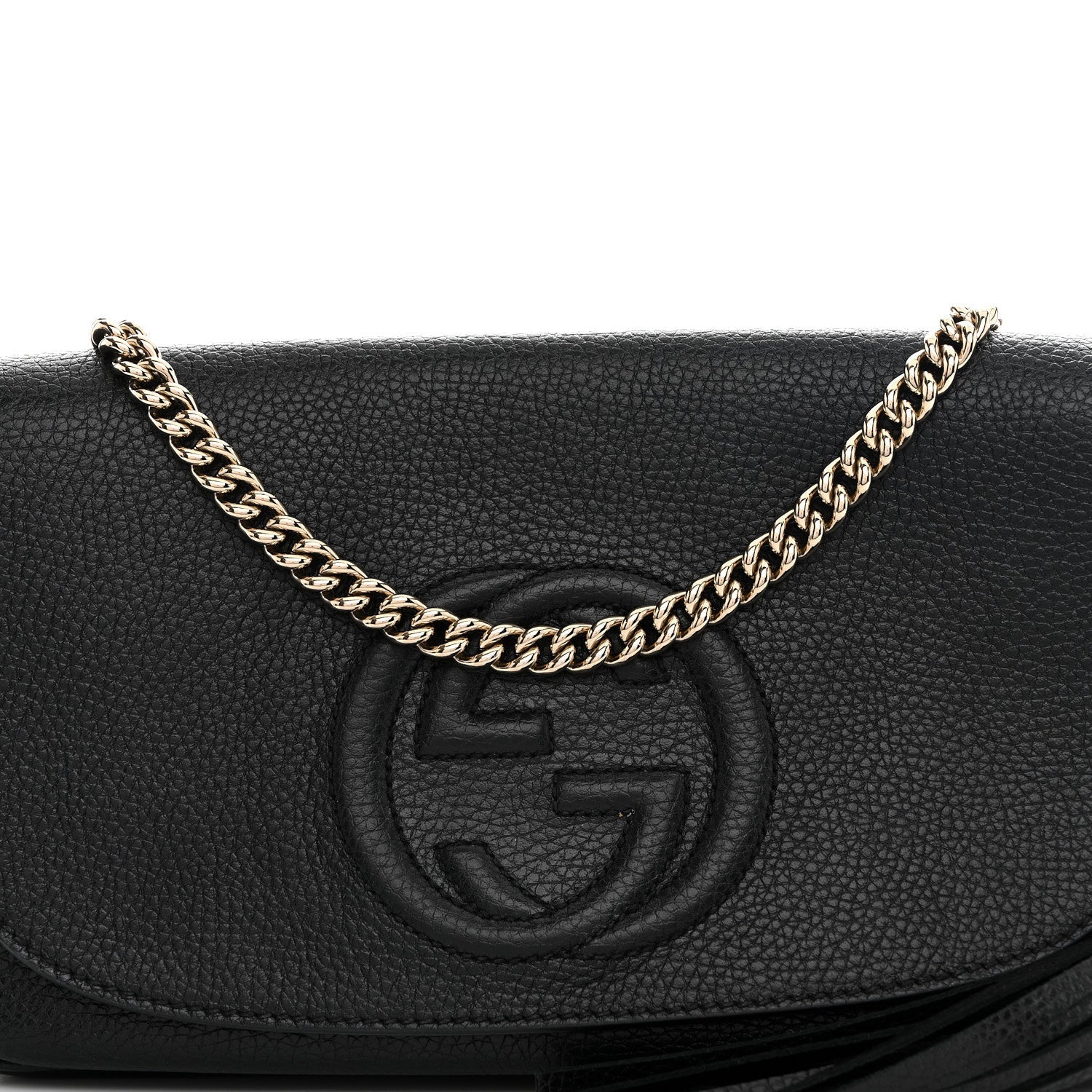 Pebbled Calfskin Medium Soho Flap Crossbody Black