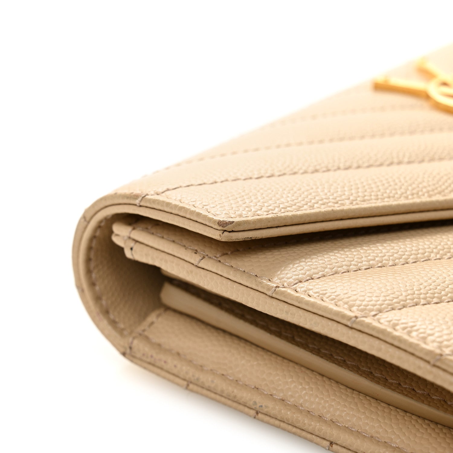 Grain De Poudre Matelasse Chevron Monogram Flap Wallet Dark Beige