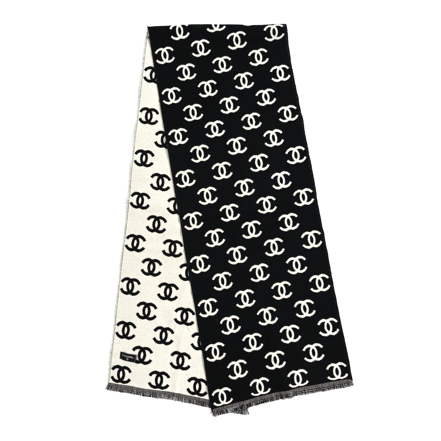Wool Cashmere CC Scarf Black White