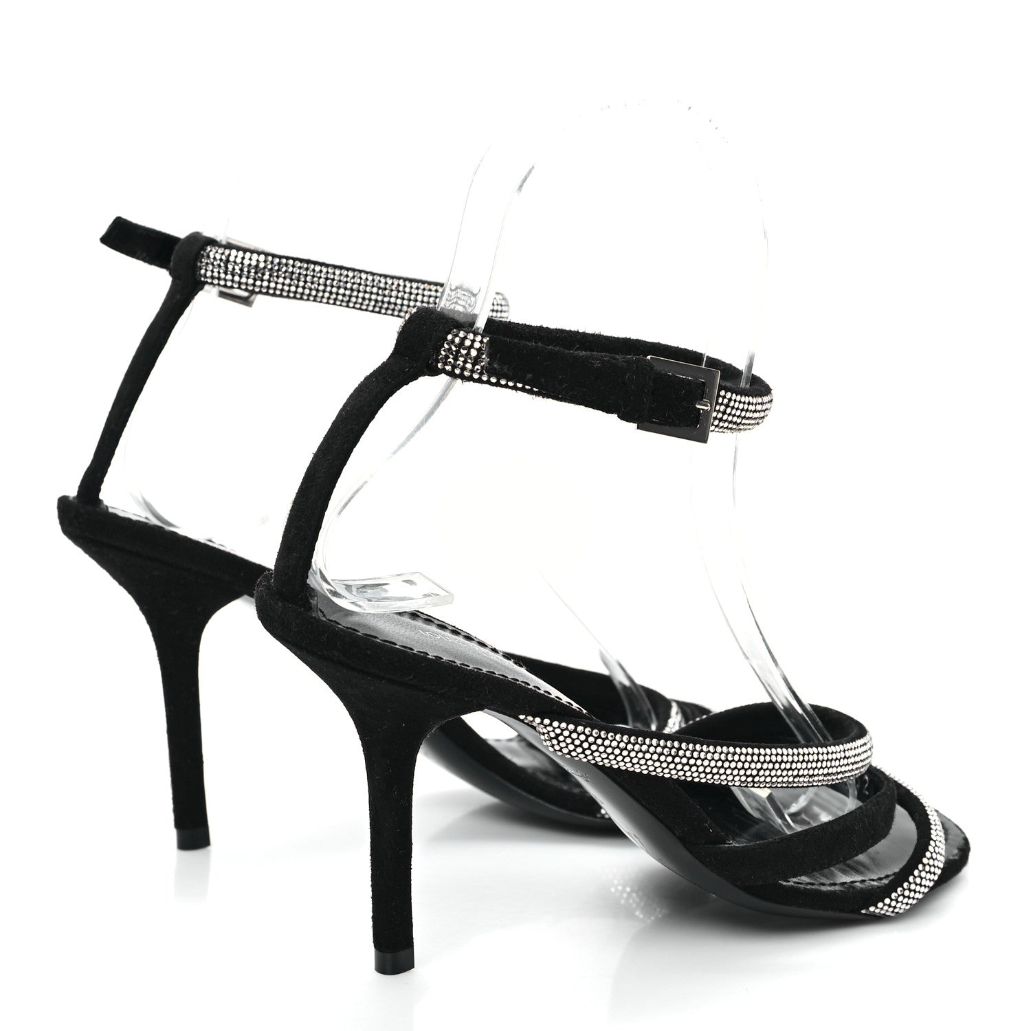 Suede Goat Rhinestone Appeal Sandals 36 Black