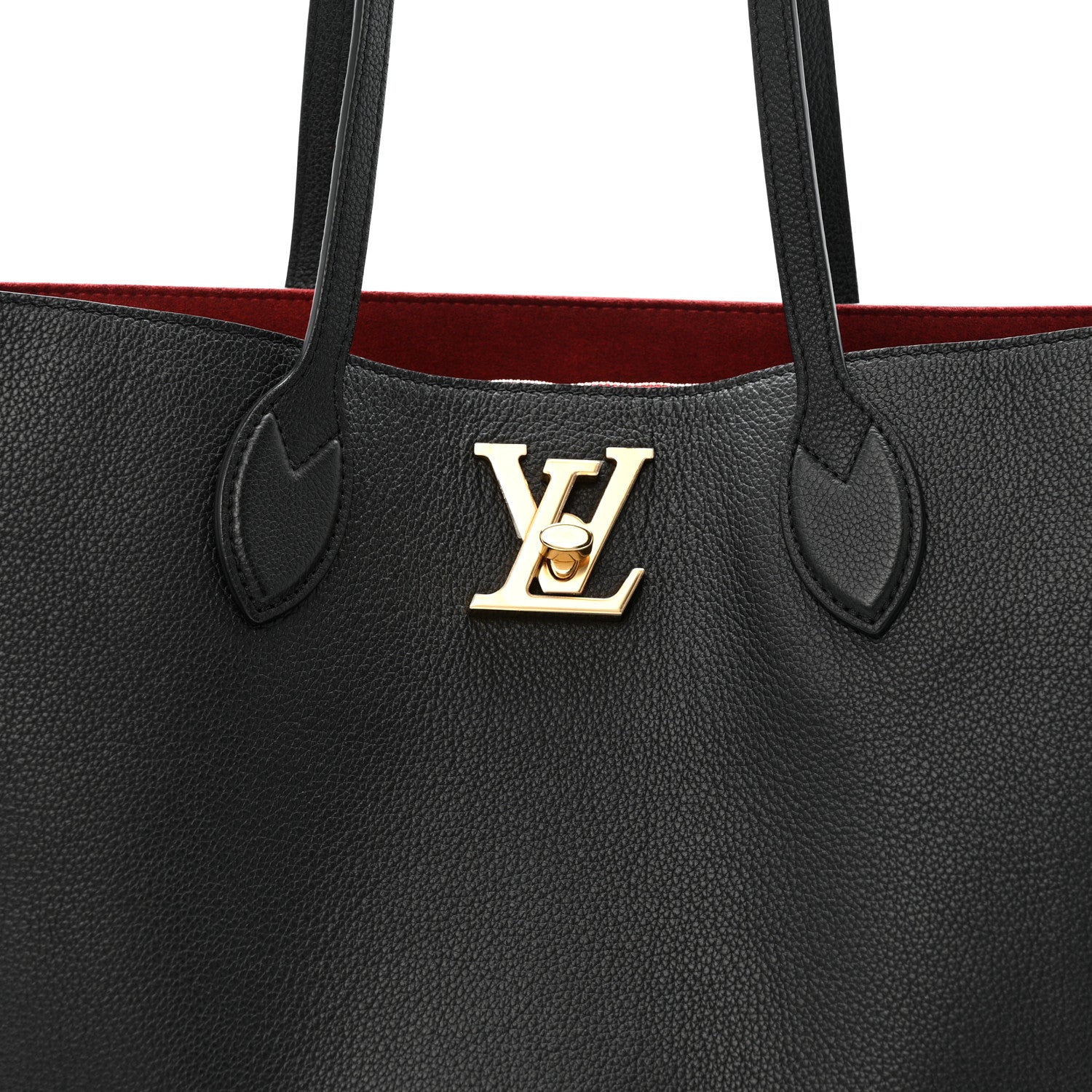 Grained Calfskin Lockme Shopper Black