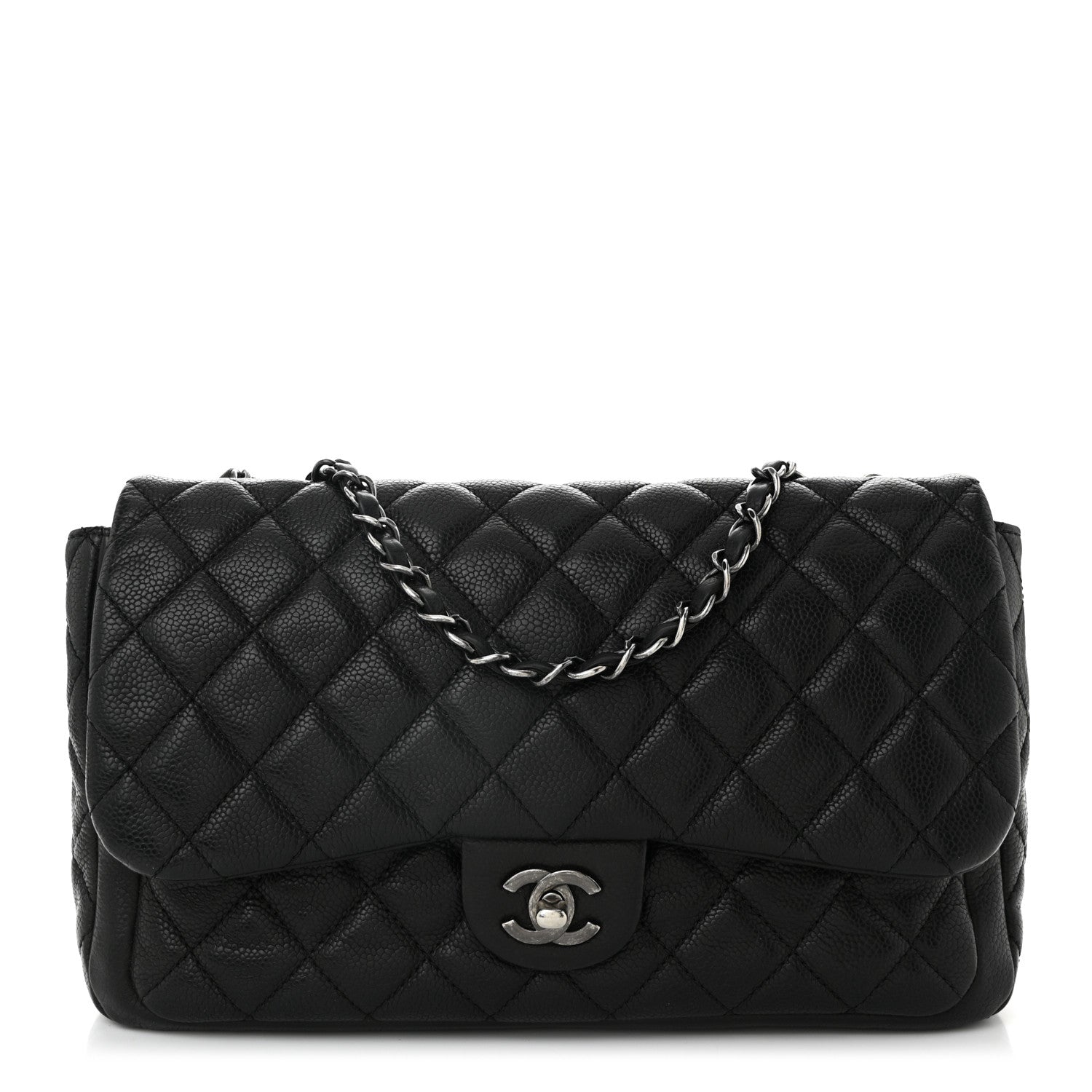 Caviar Quilted Large Now and Forever Flap Black
