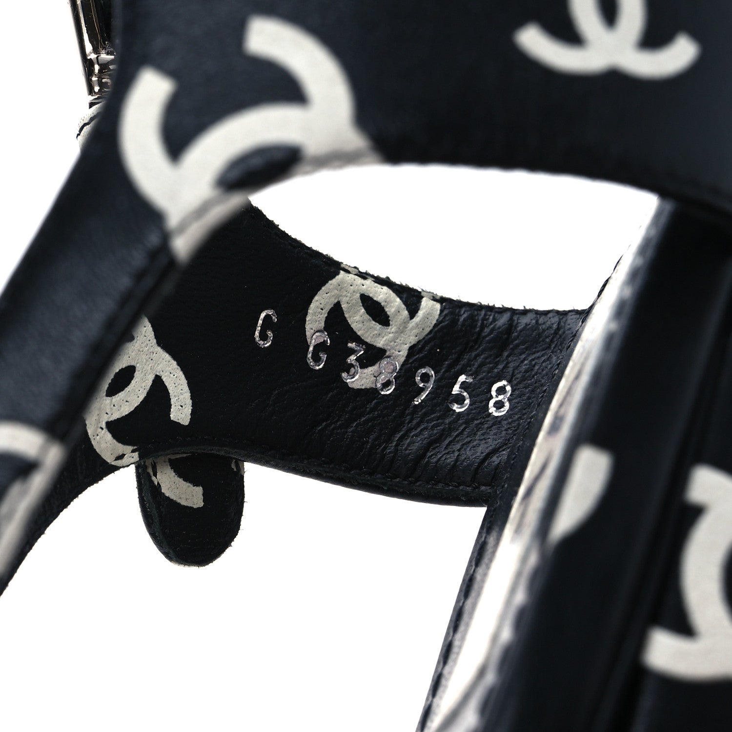 Printed Lambskin Coco Beach Platform Sandals 39 Black White