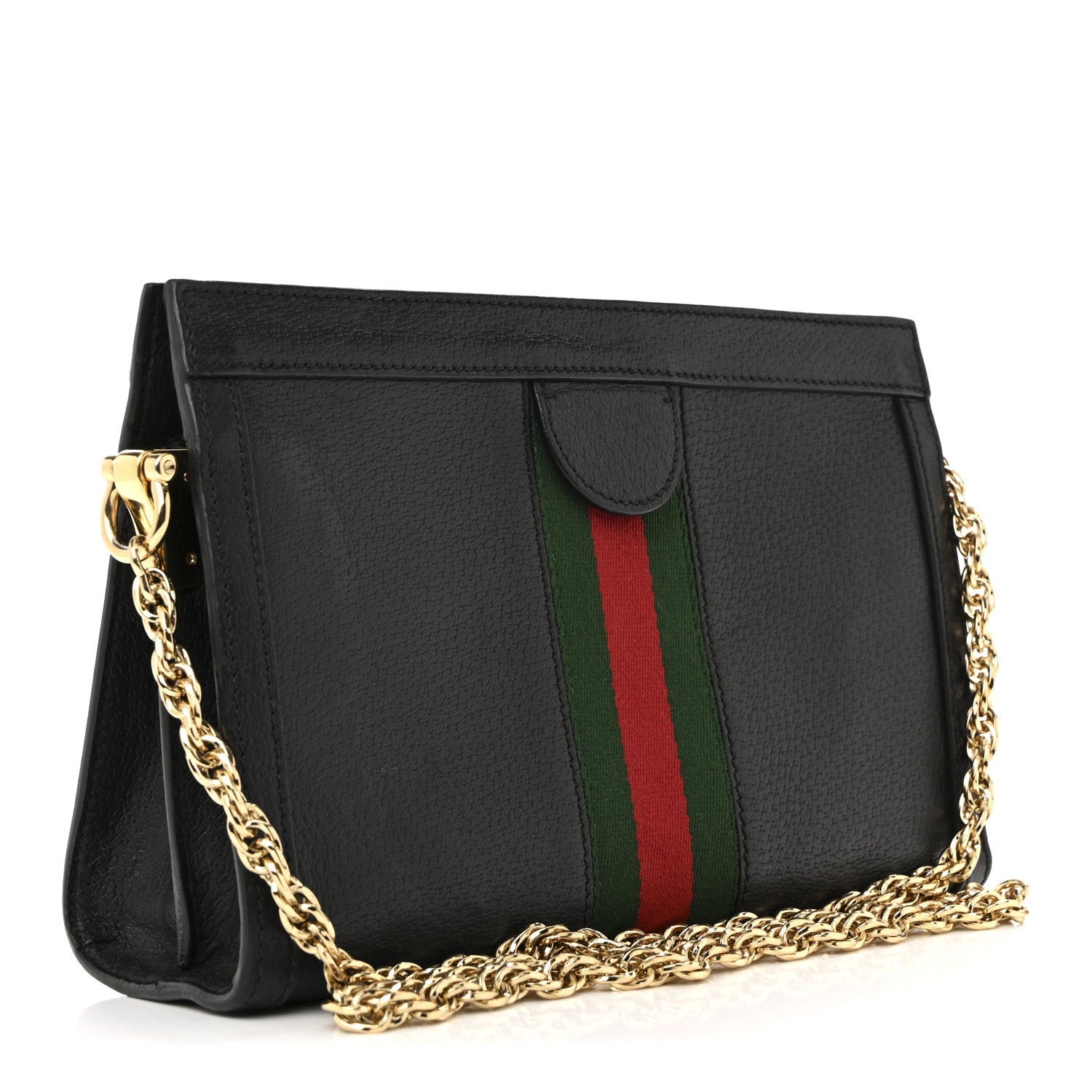 Calfskin GG Web Small Ophidia Chain Shoulder Bag Black