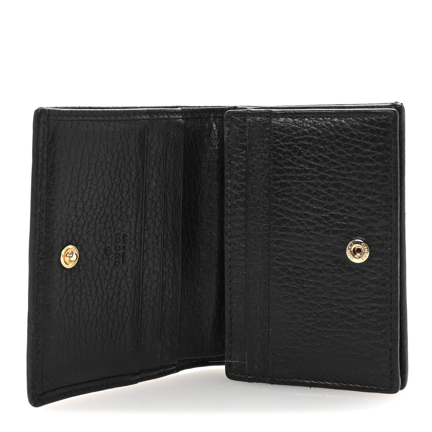 Pebbled Calfskin GG Marmont Card Case Black