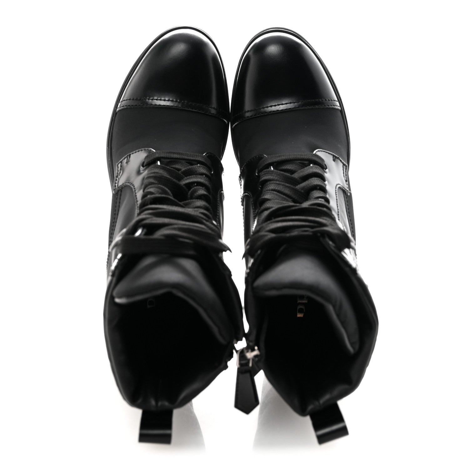 Spazzolato Re-Nylon Metal Triangle Logo Lace Up 85mm Ankle Boots 39 Black