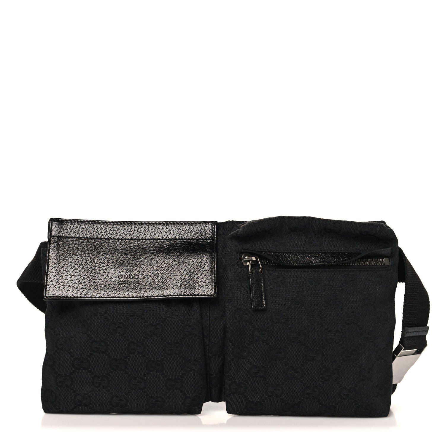 GG Monogram Double Pocket Belt Bag Black