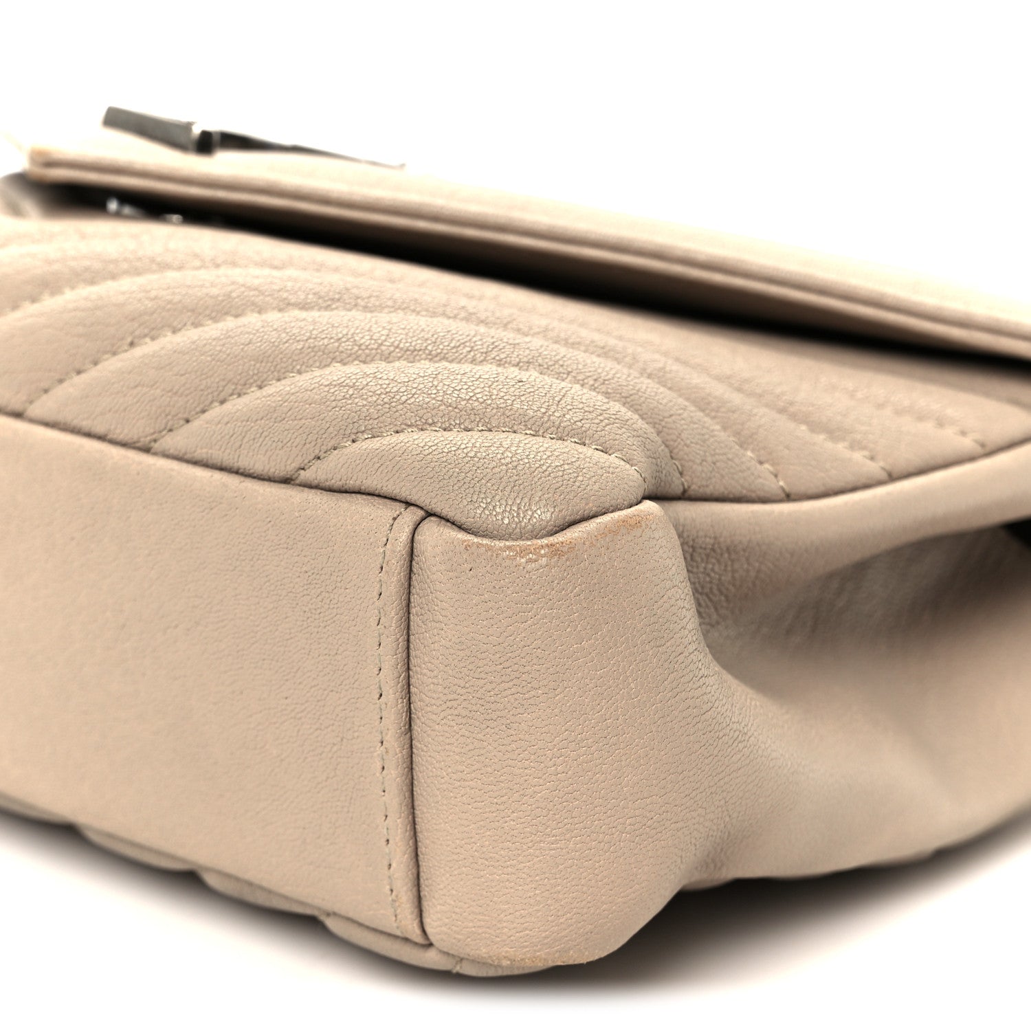 Sheepskin Matelasse Chevron Monogram Medium College Bag Taupe
