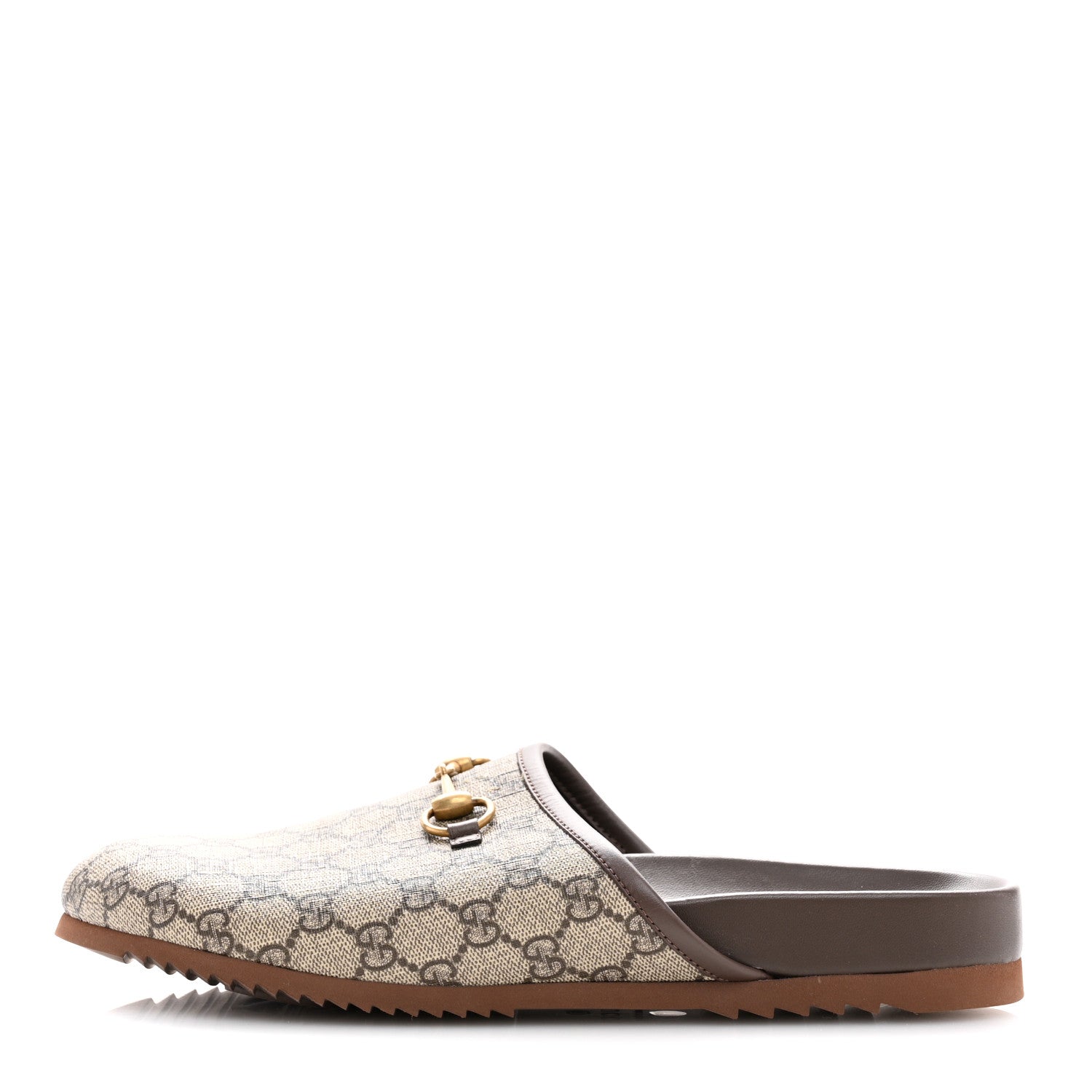 GG Supreme Monogram Miro Soft Calfskin Mens Horsebit Slippers 11 Beige Ebony New Acero
