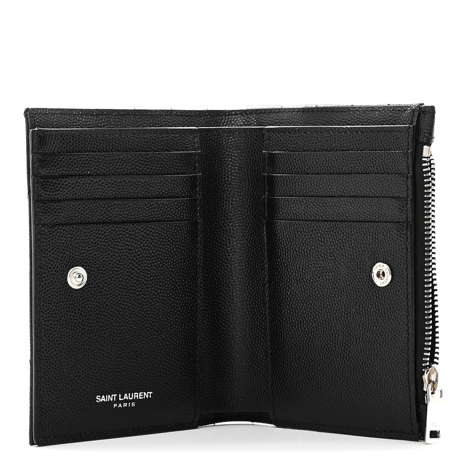 Grain De Poudre Matelasse Chevron Monogram Zipped Two-Part Wallet Black