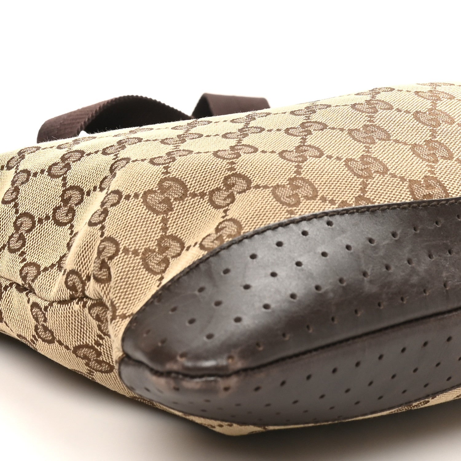 Monogram Calfskin Perforated Medium Flat Messenger Bag Dark Brown