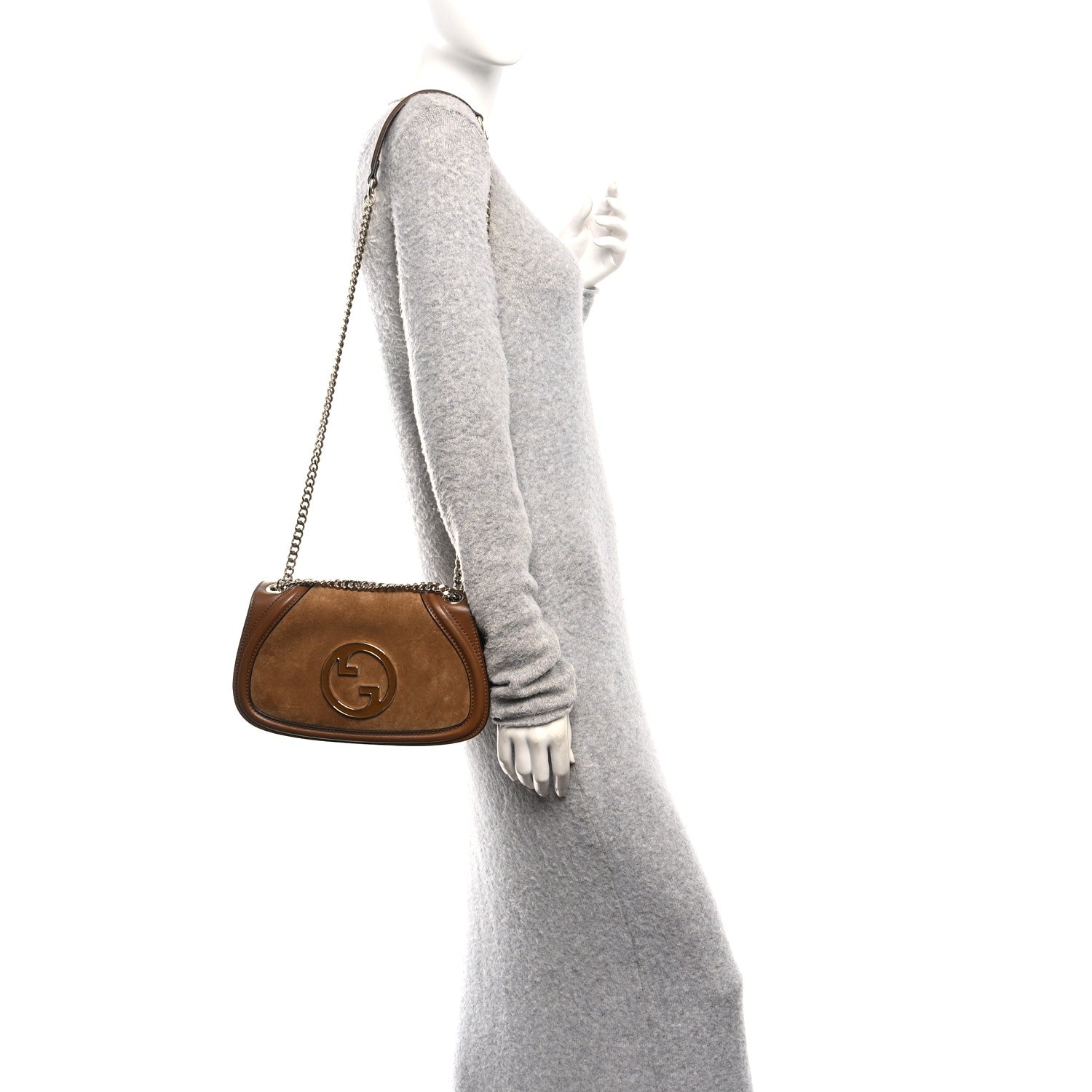 Suede Calfskin Blondie Medium Shoulder Bag Light Brown