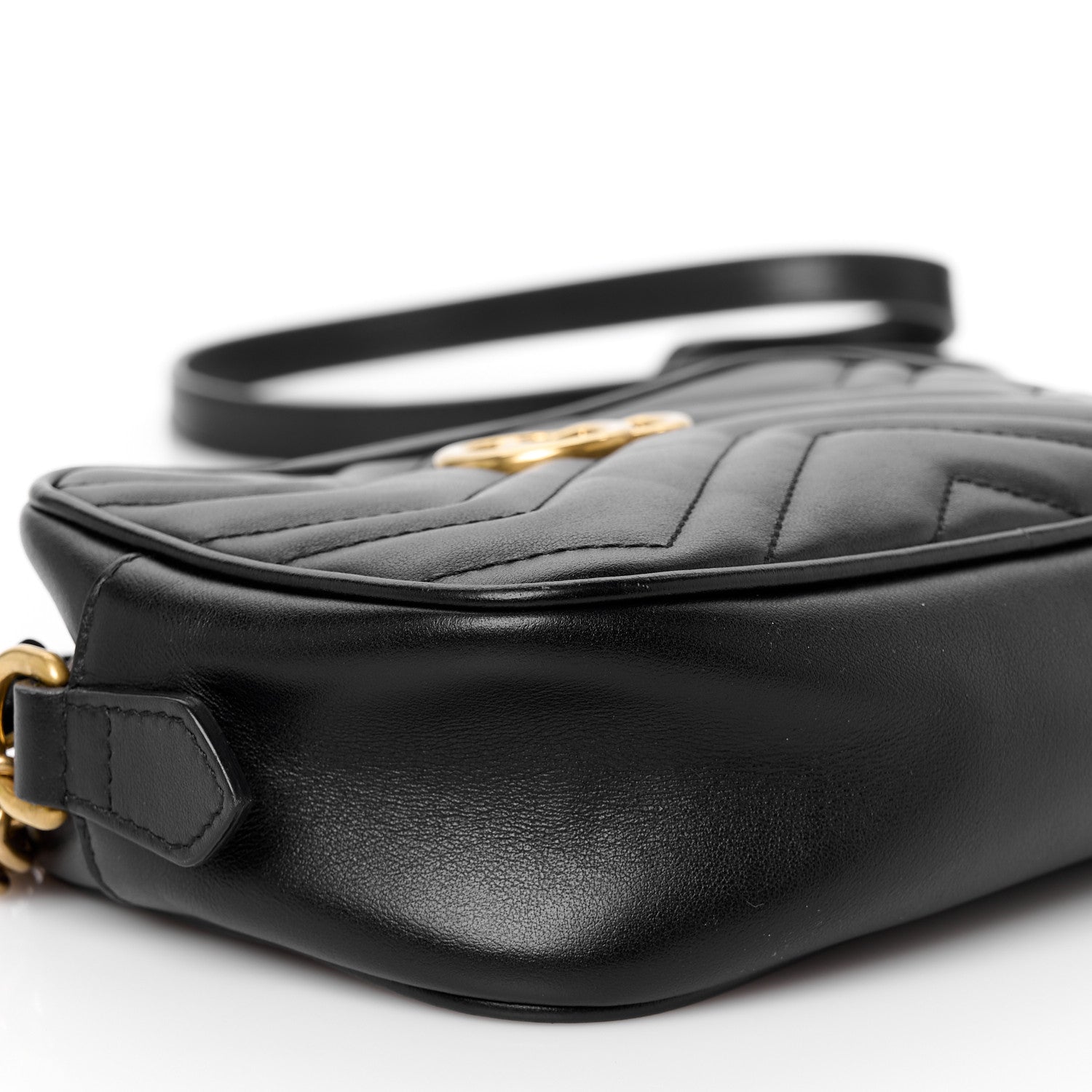 Calfskin Matelasse Mini GG Marmont Chain Shoulder Bag Black