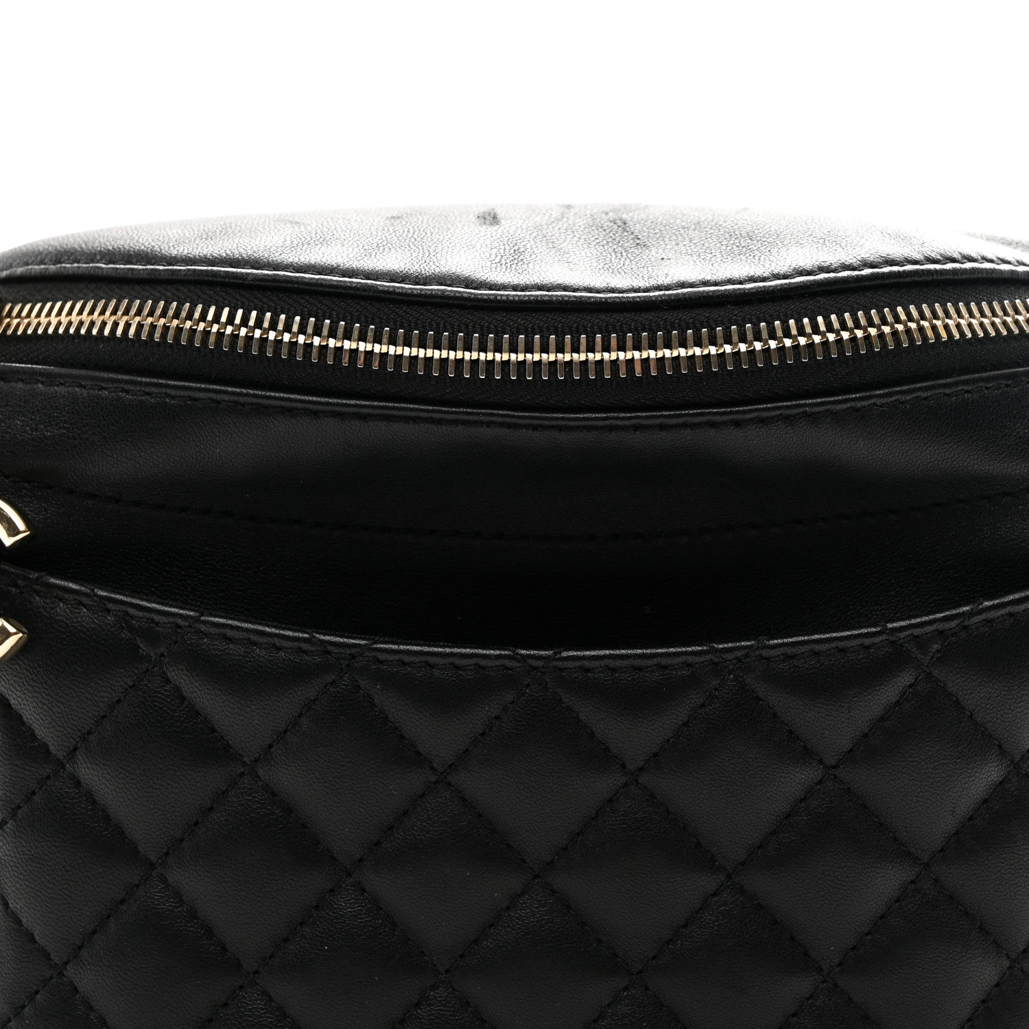 Lambskin Quilted Waist Bag Fanny Pack Black