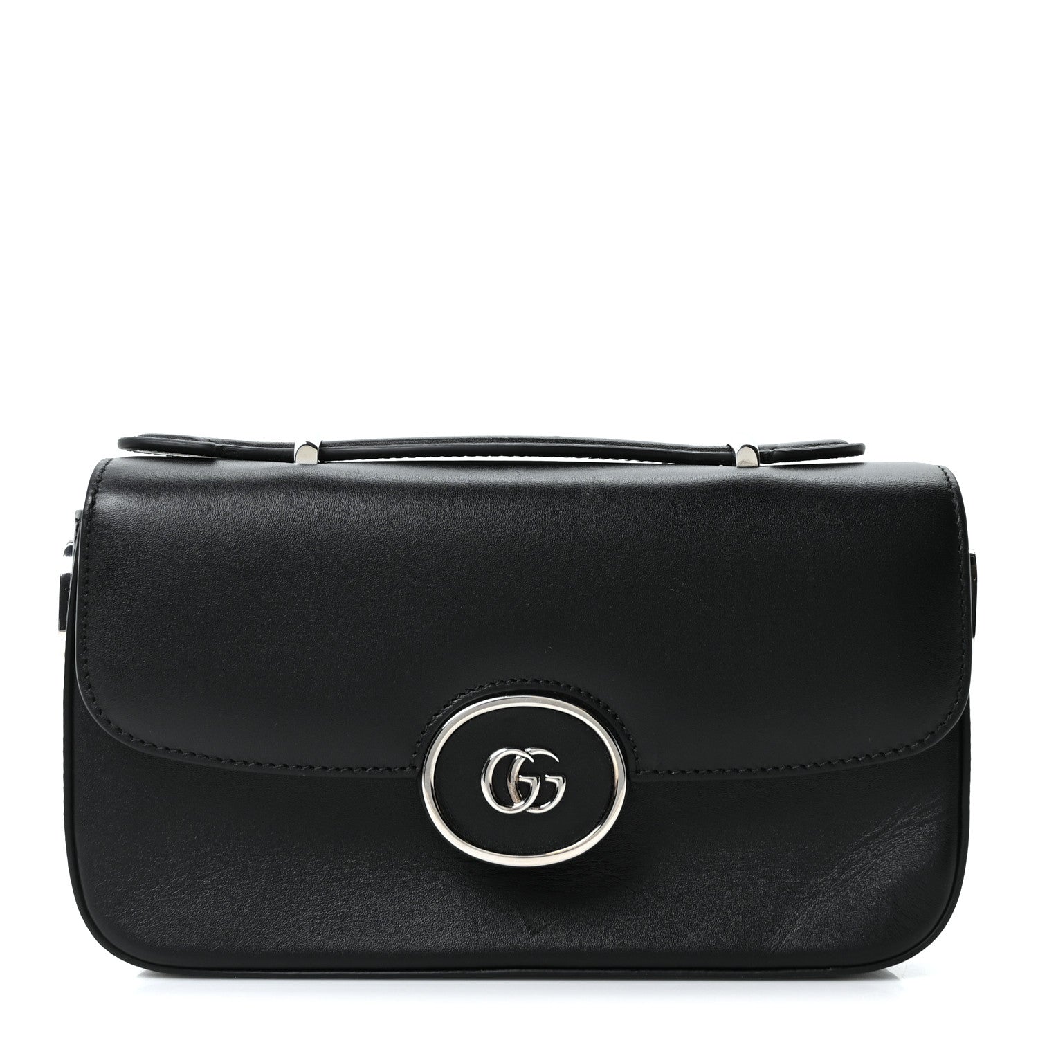 Senna Calfskin Petite GG Top Handle Shoulder Bag Black