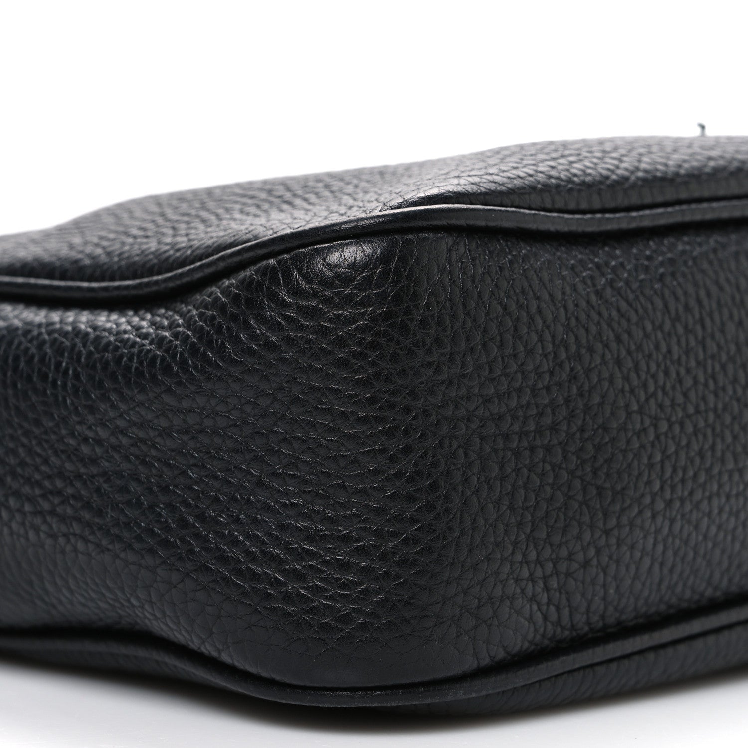 Pebbled Calfskin Small Soho Disco Bag Black