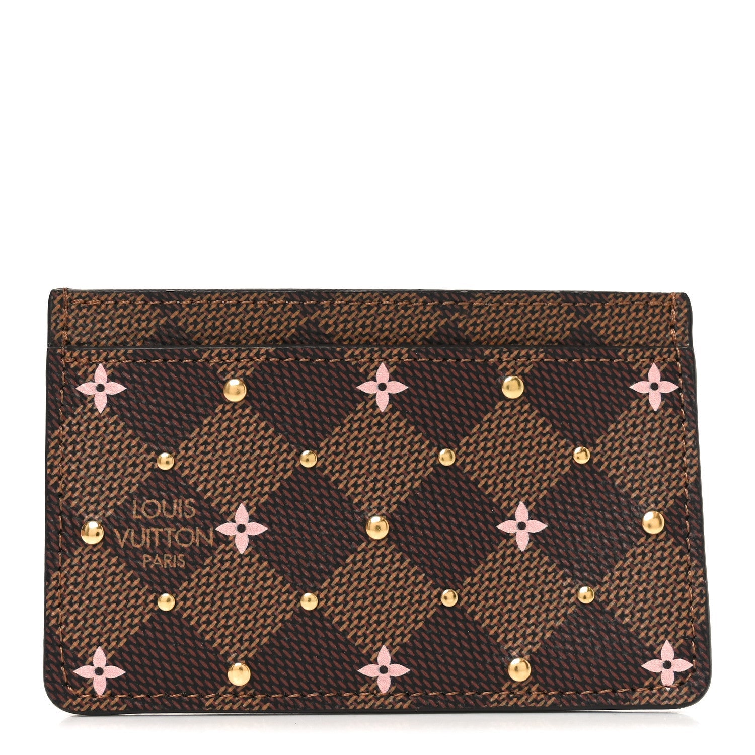 Damier Ebene Studded Card Holder
