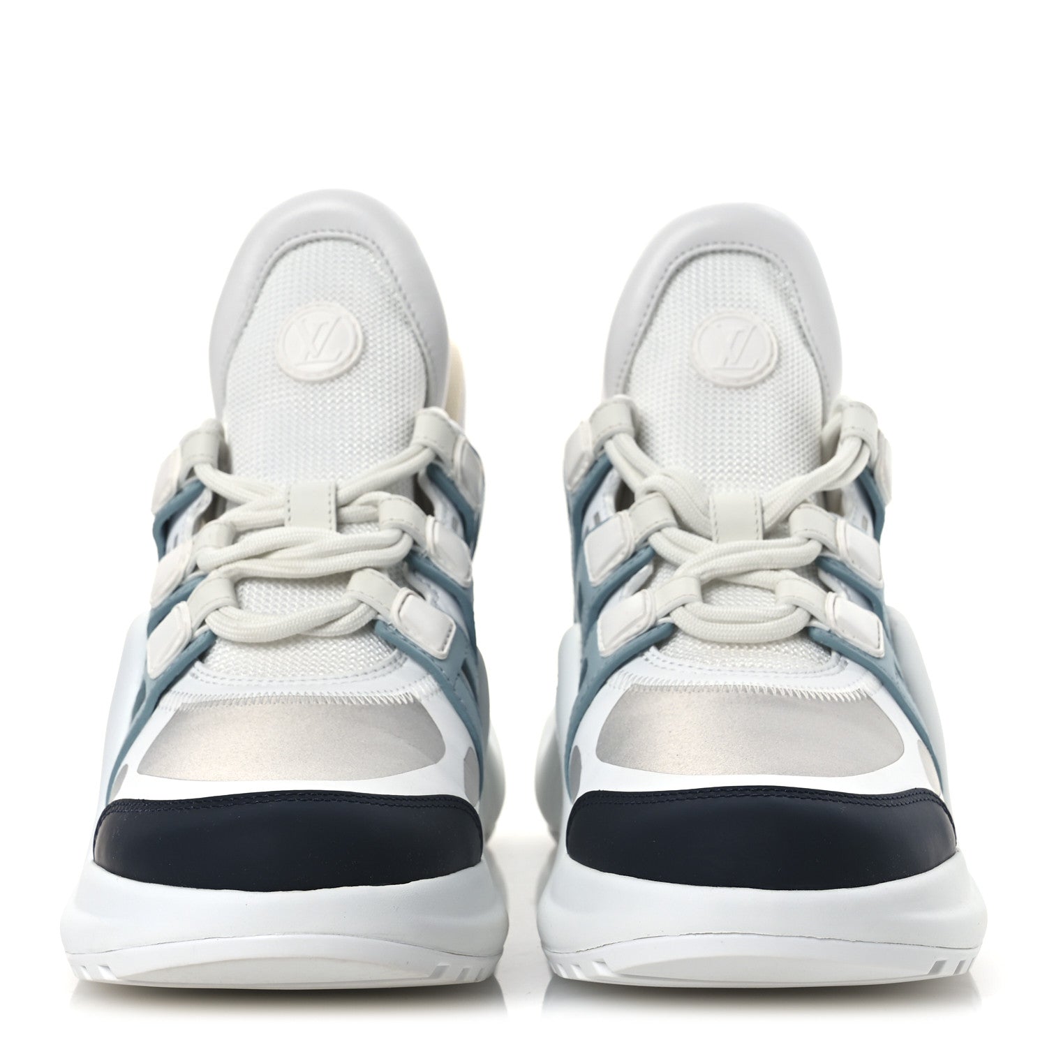 Calfskin Technical Nylon LV Archlight Sneakers 38 White Blue Gris