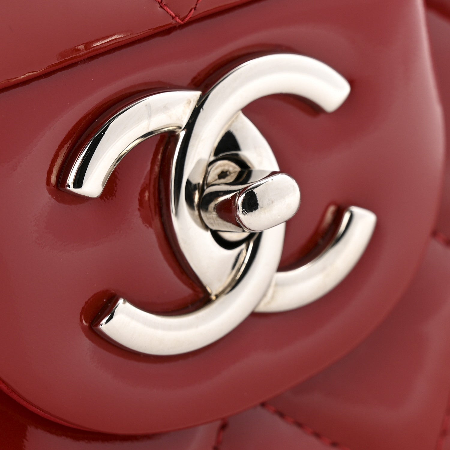 Patent Quilted Maxi Double Flap Red