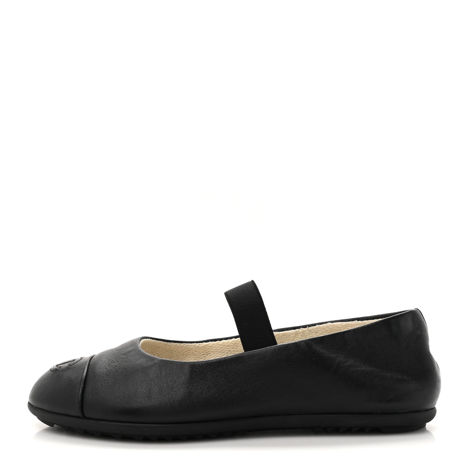 Lambskin Cap Toe CC Mary Jane Flats 37 Black