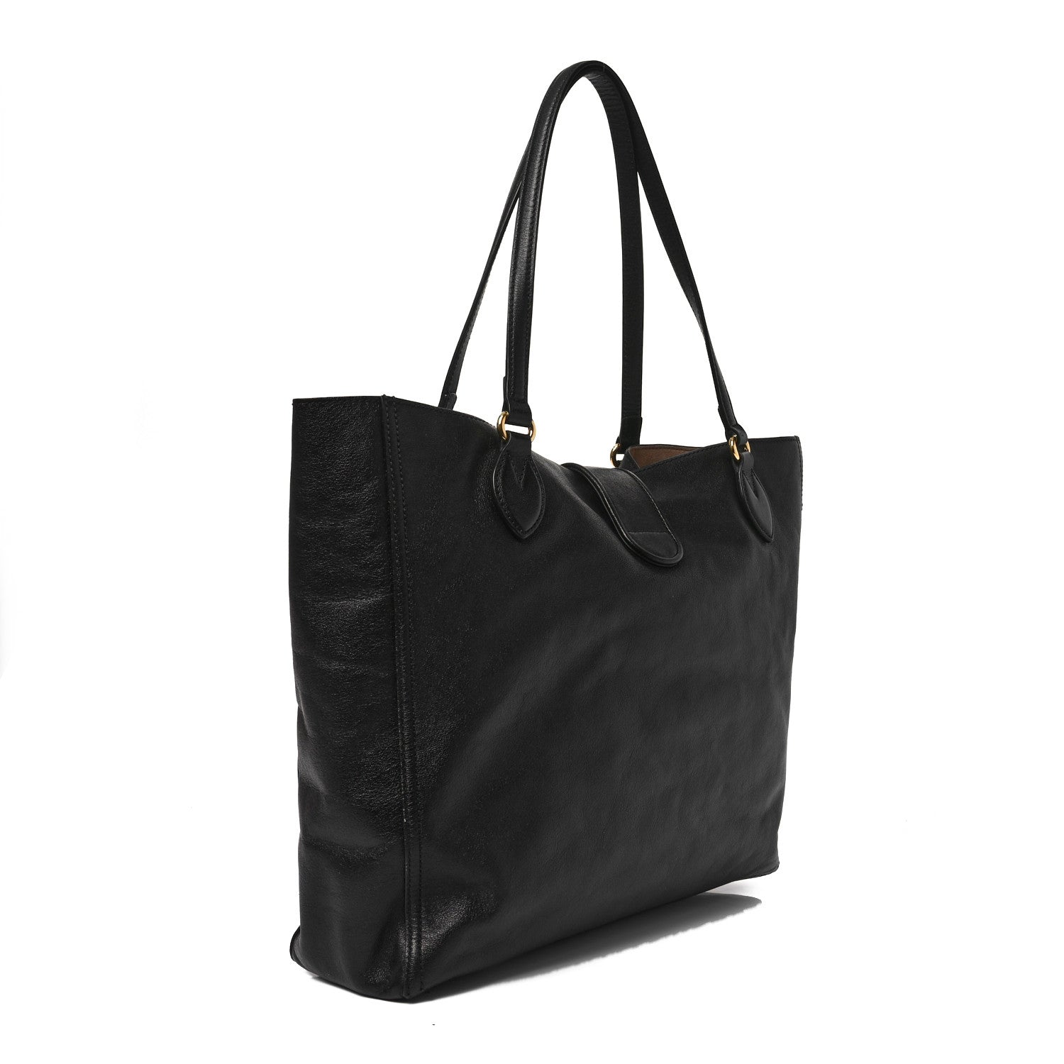 New Sakai Calfskin Lux Medium Dahlia Tote Black