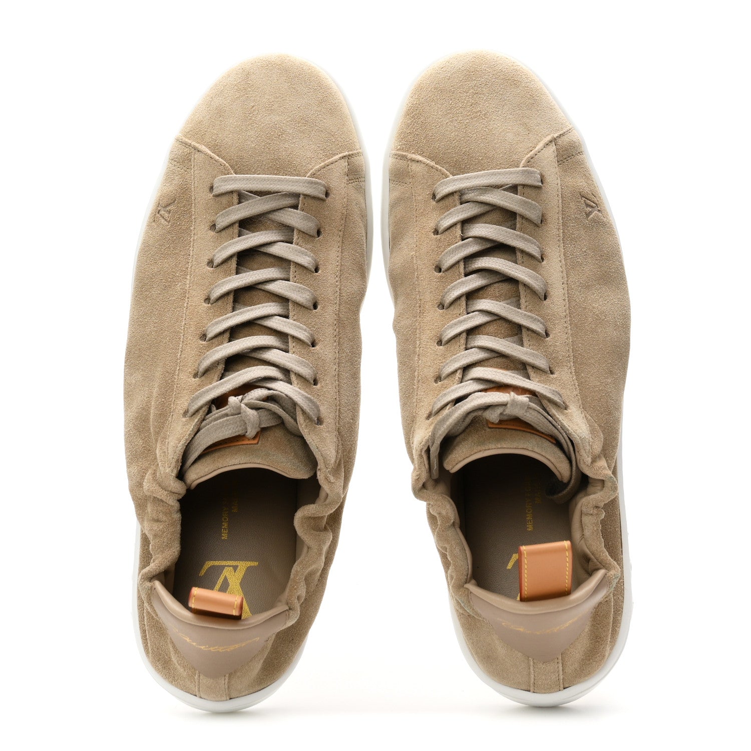 Suede Calfskin Mens LV Soft Sneakers 9 Beige