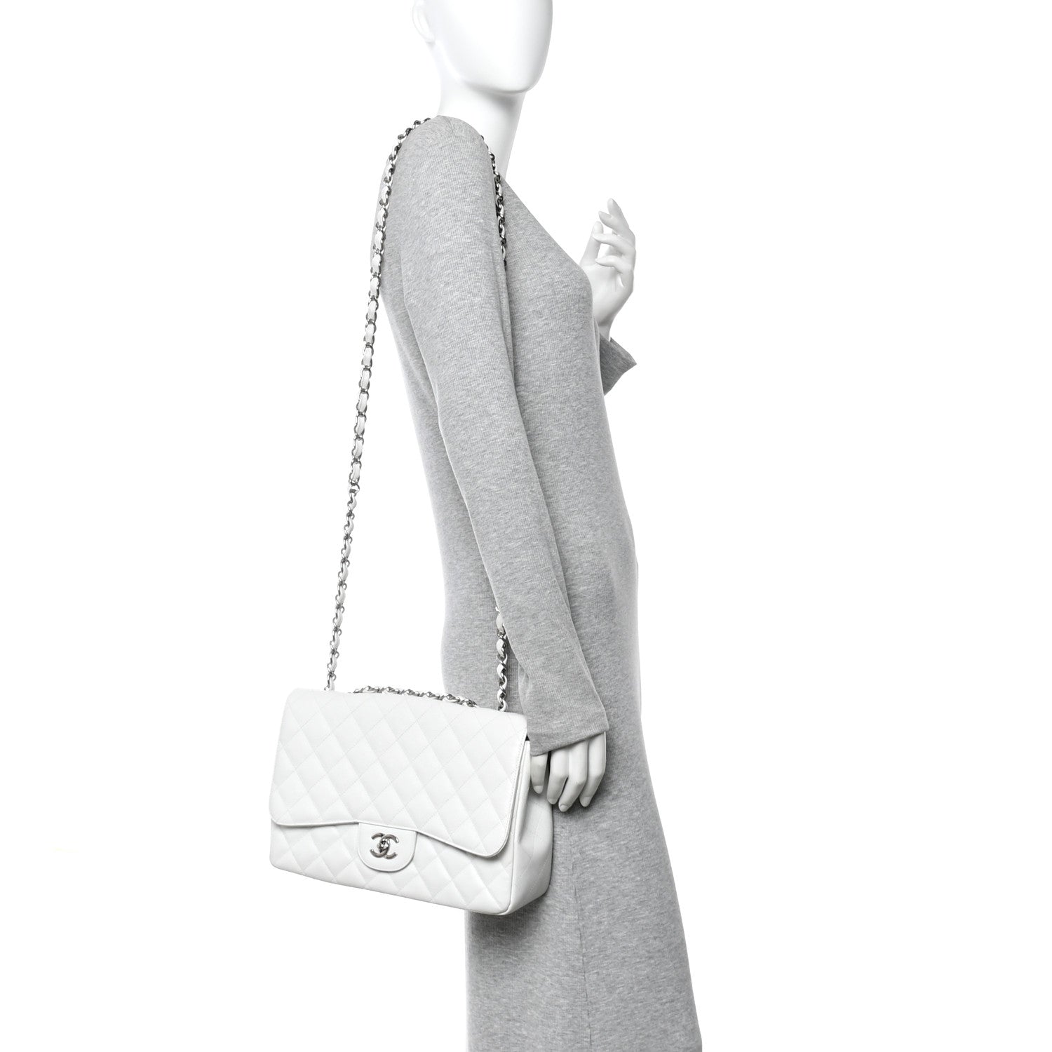 Caviar Quilted Jumbo Single Flap White