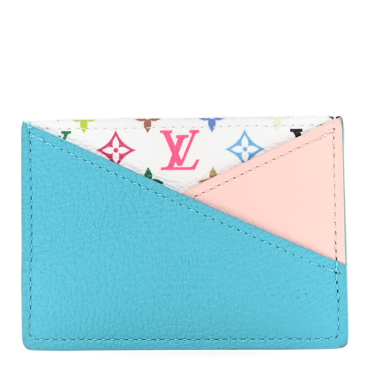 LV X TM Monogram Multicolor Criss-Cross Card Holder Kabira Blue Rose