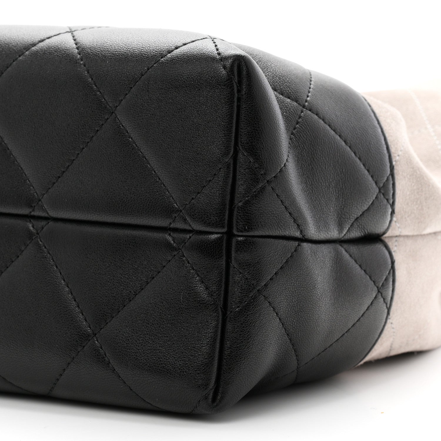 Suede Calfskin Shiny Lambskin Quilted Small Coco Base Shopping Bag Grey Black