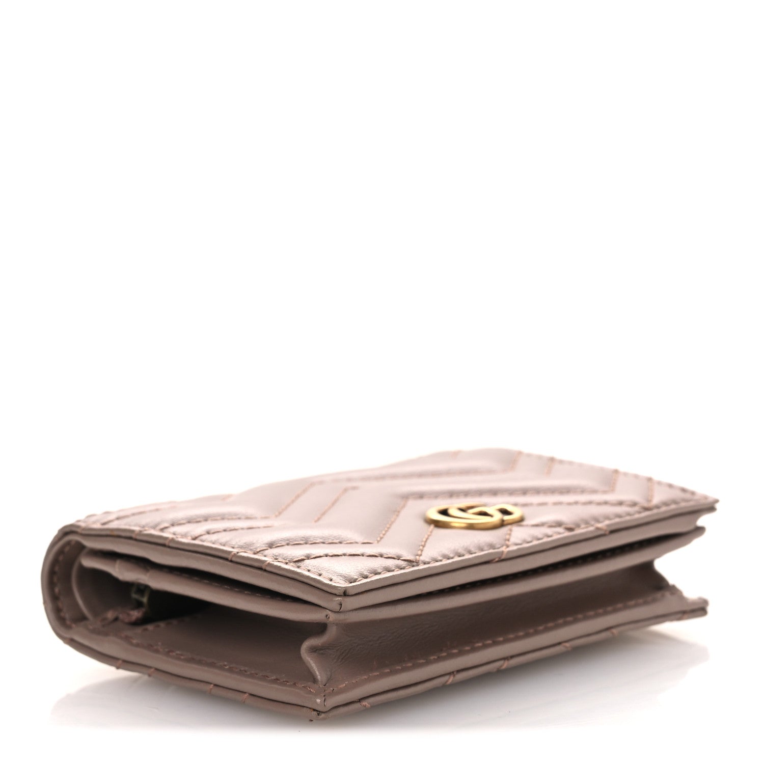 Calfskin Matelasse GG Marmont Card Case Wallet Porcelain Rose