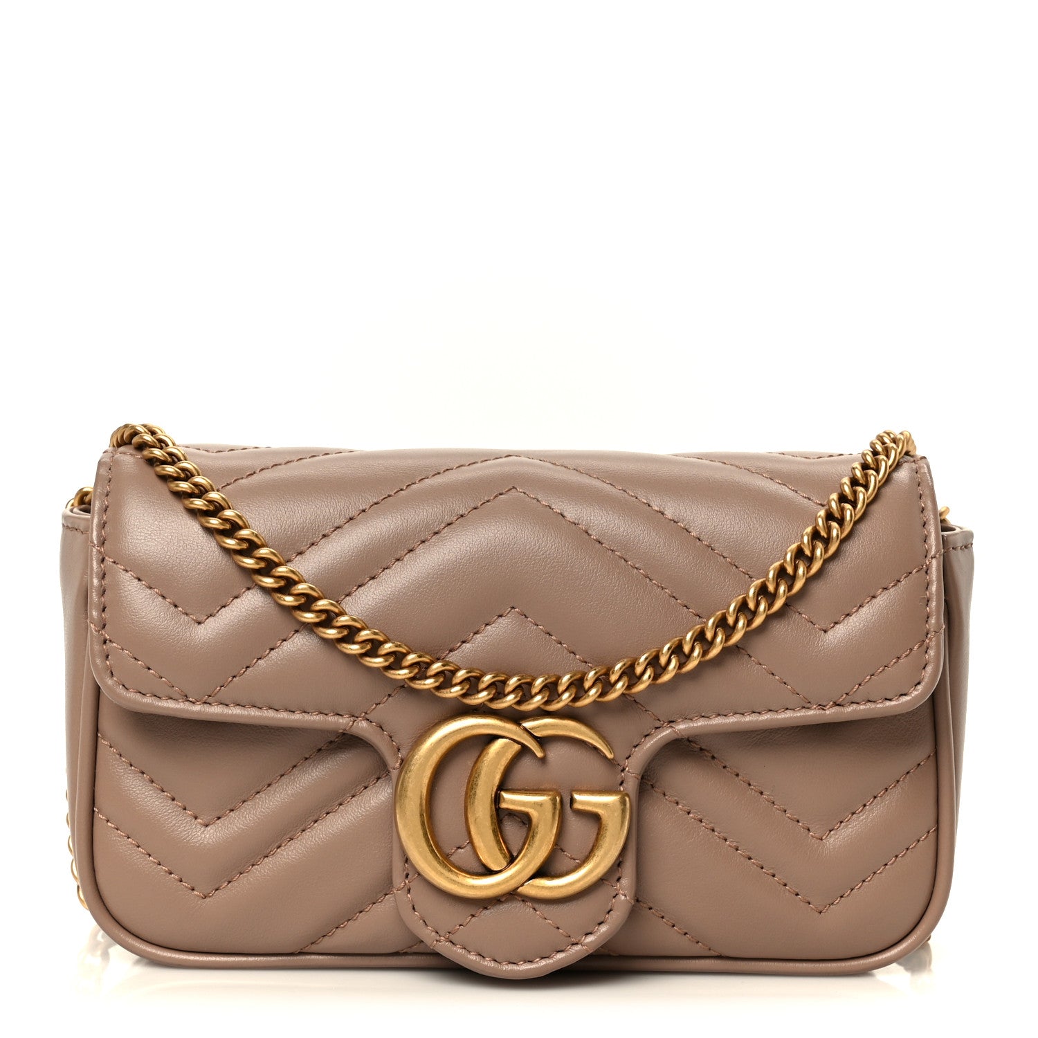Calfskin Matelasse Super Mini GG Marmont Shoulder Bag Porcelain Rose