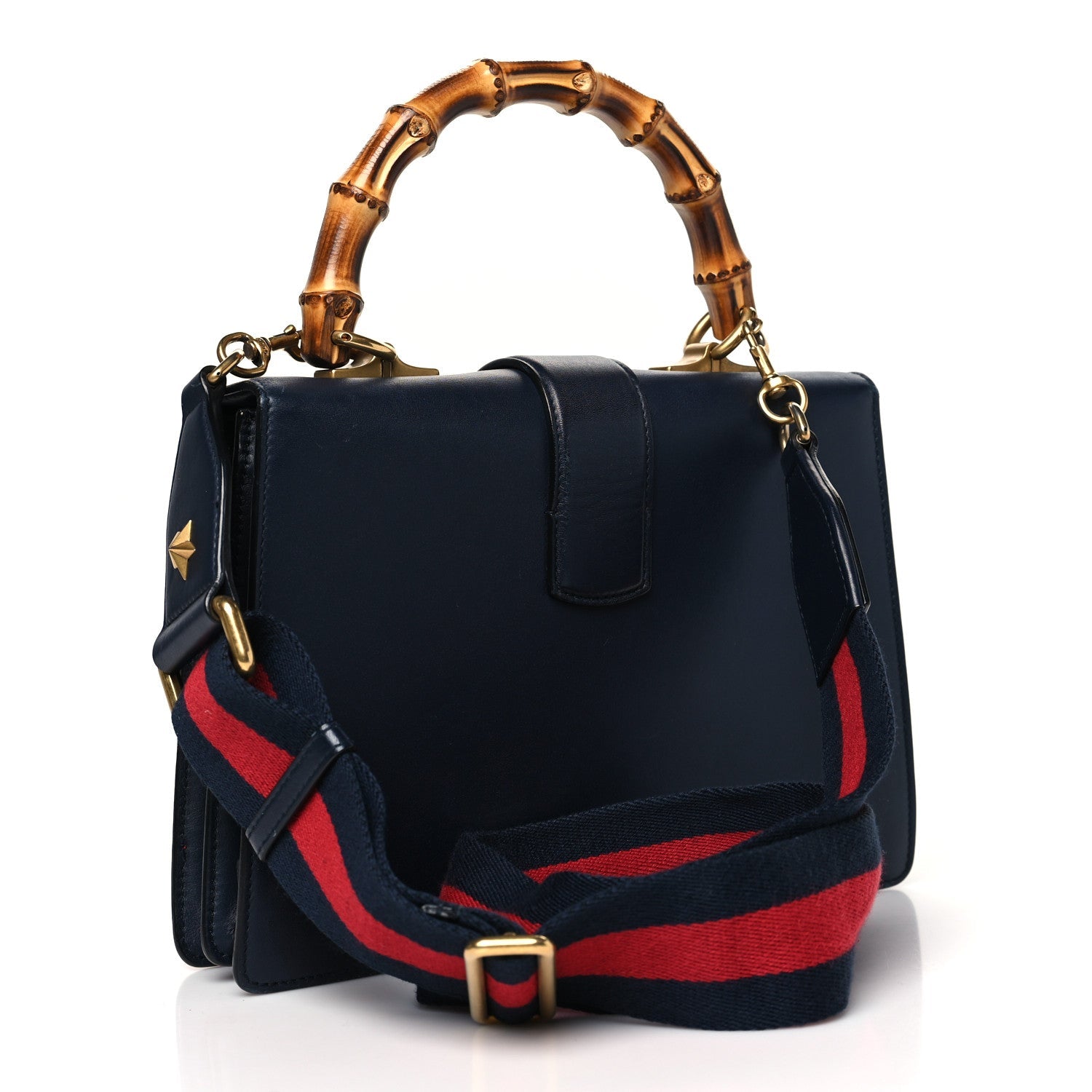Moon Calfskin Web Medium Dionysus Bamboo Top Handle Bag Blue Bright Evergreen Dark Cipria