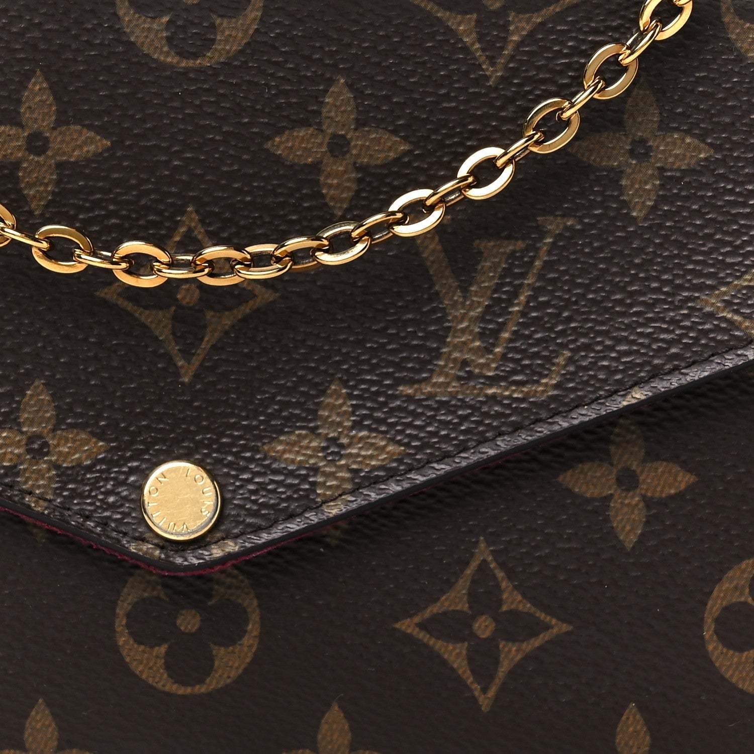 Monogram Pochette Felicie Chain Wallet Fuchsia