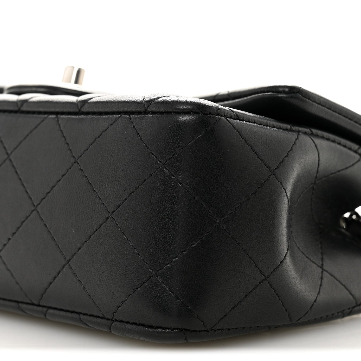 Lambskin Quilted Mini Rectangular Flap Black